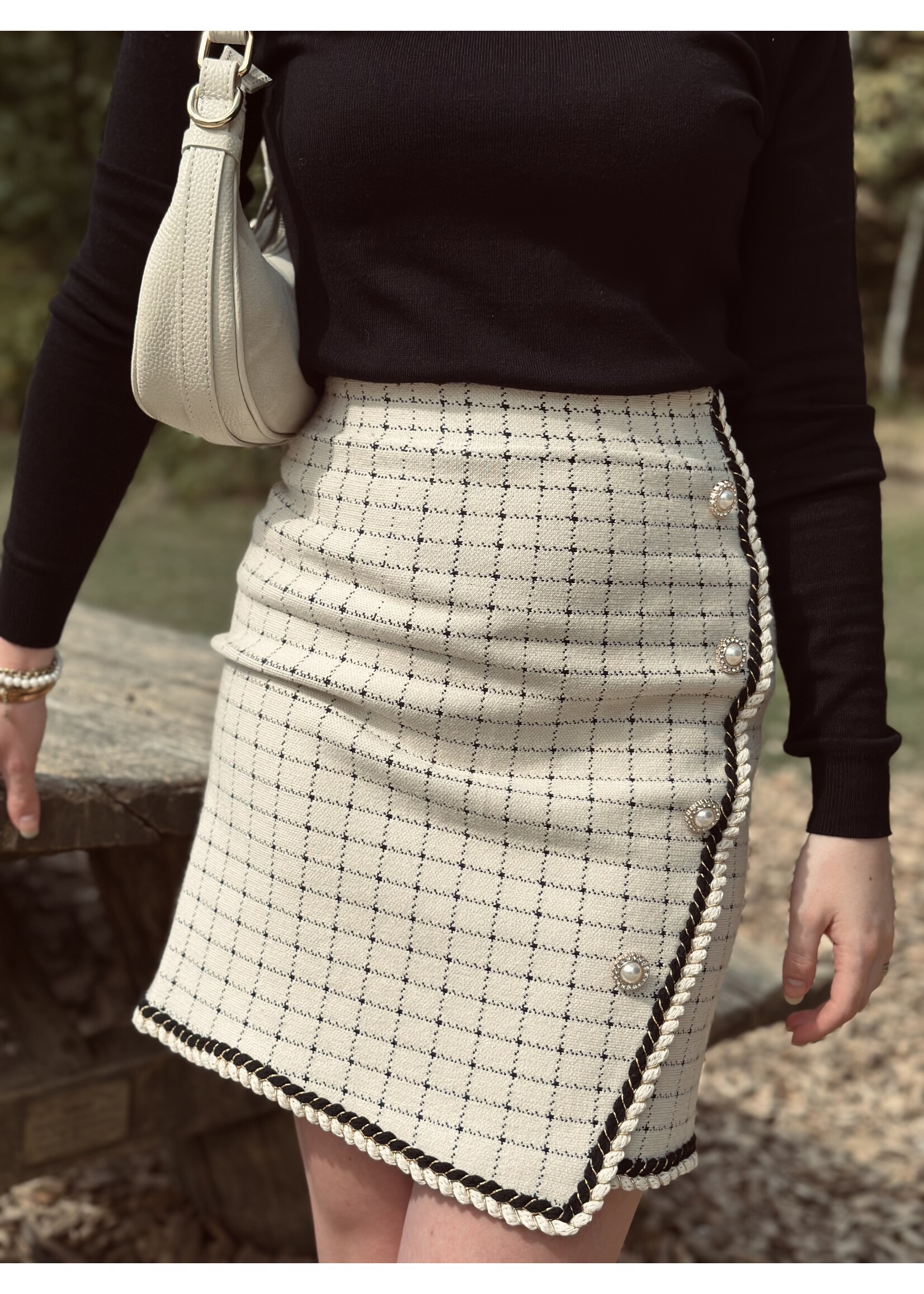 Anne-linn skirt beige/black print