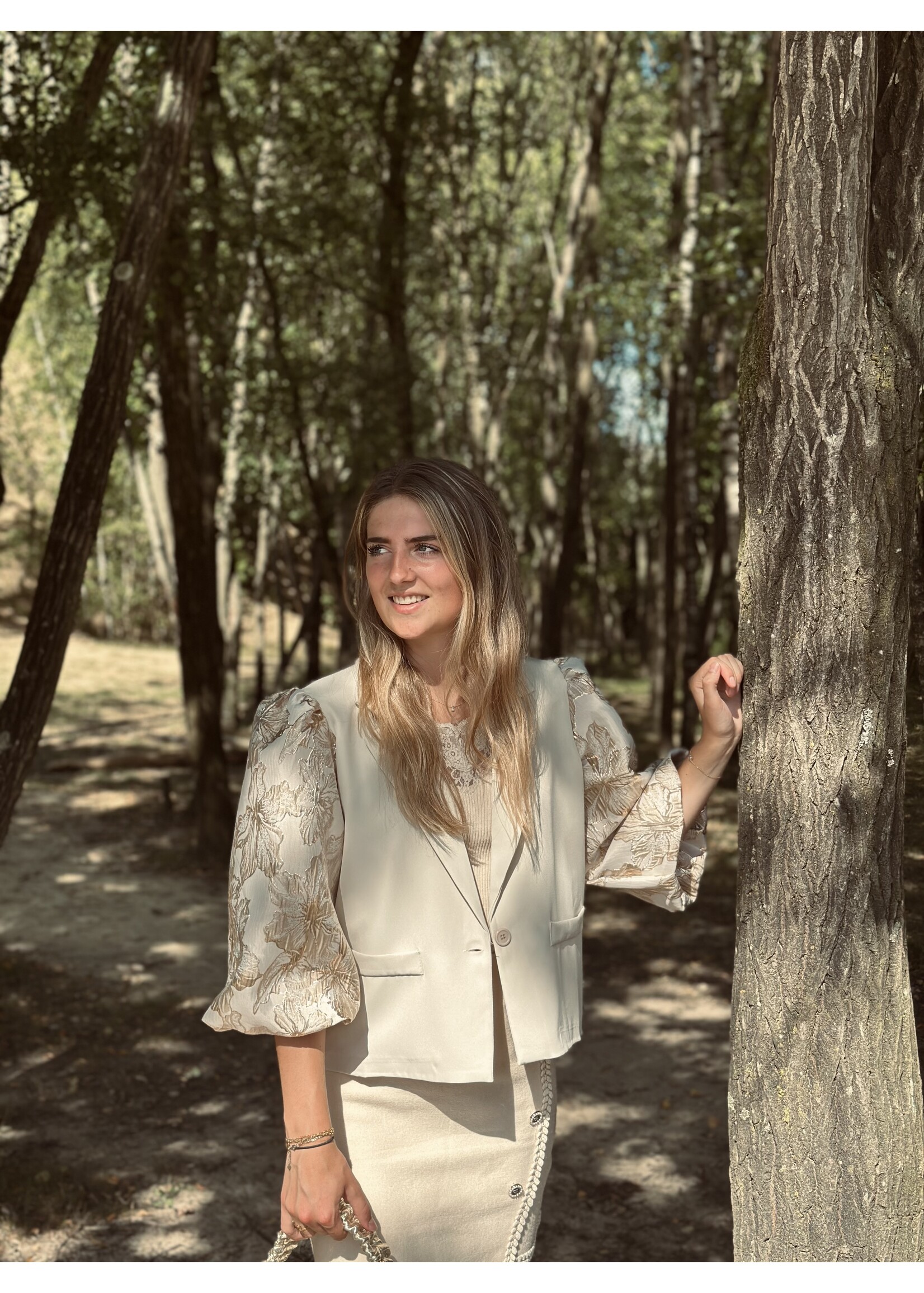 Bonita blazer beige print