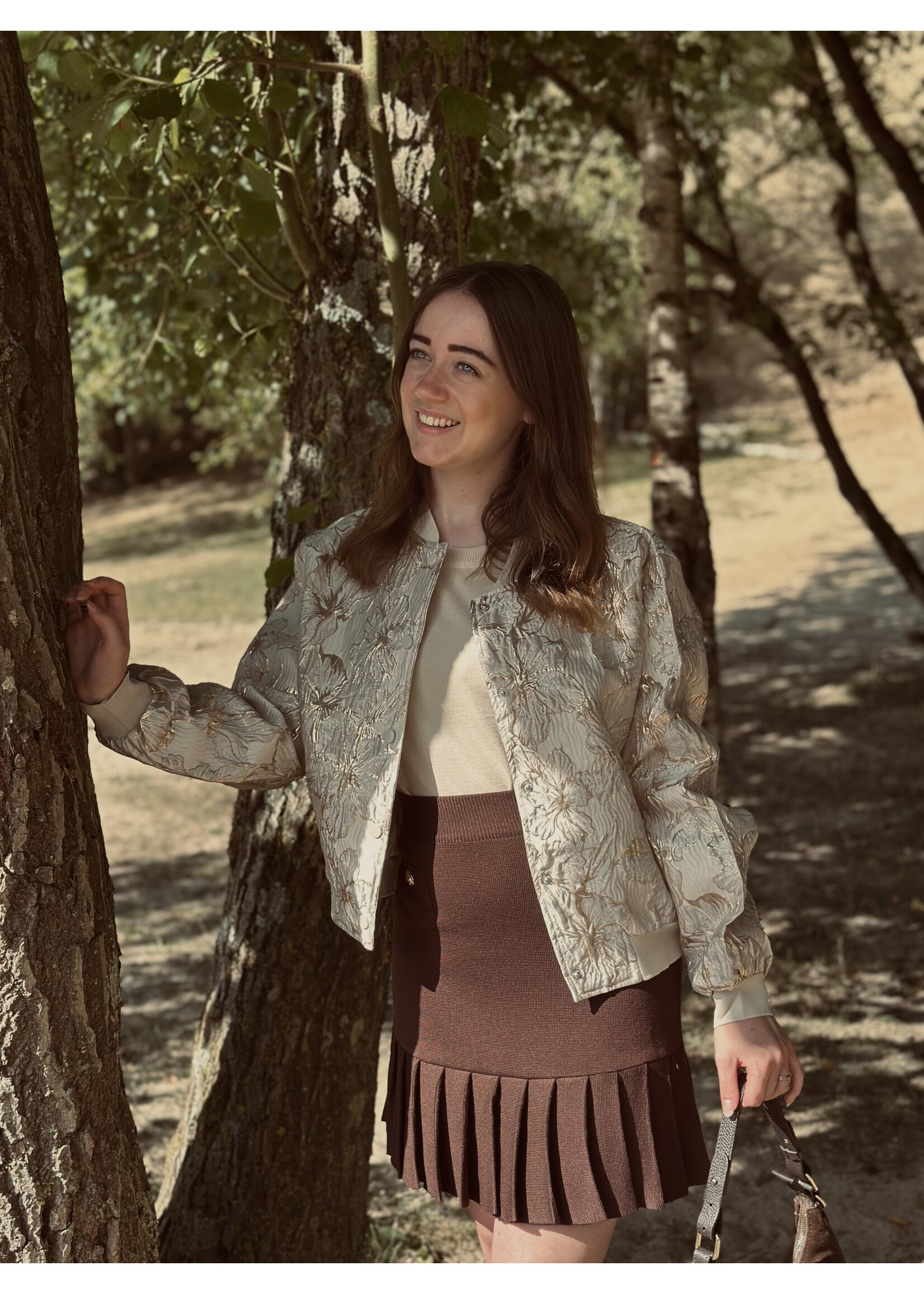 Bowy bomber jacket gold/beige print