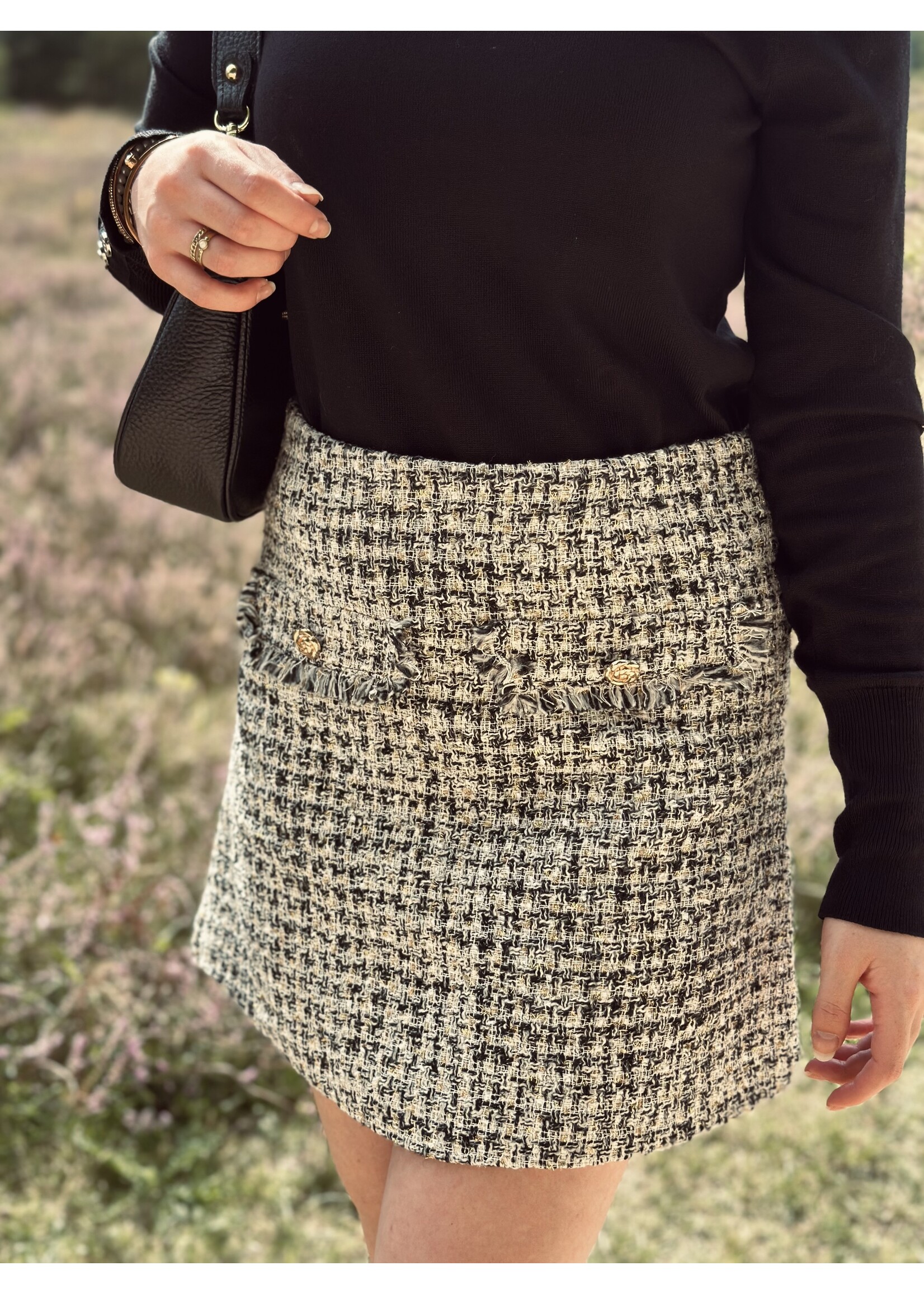 Elodie skirt offwhite/black print