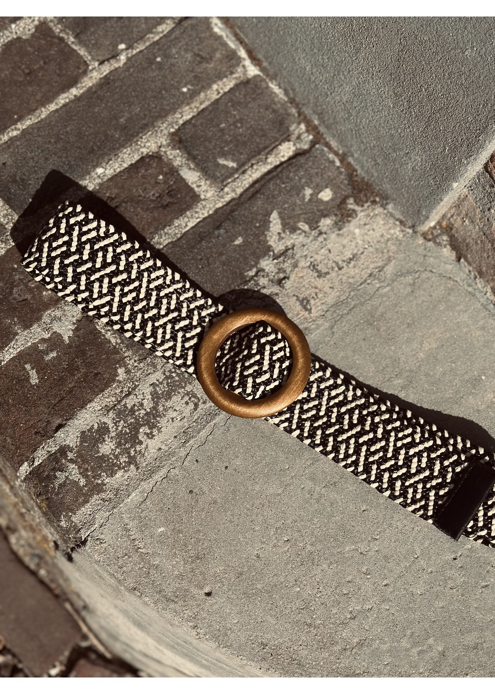 Ilse stretch belt beige/zwart