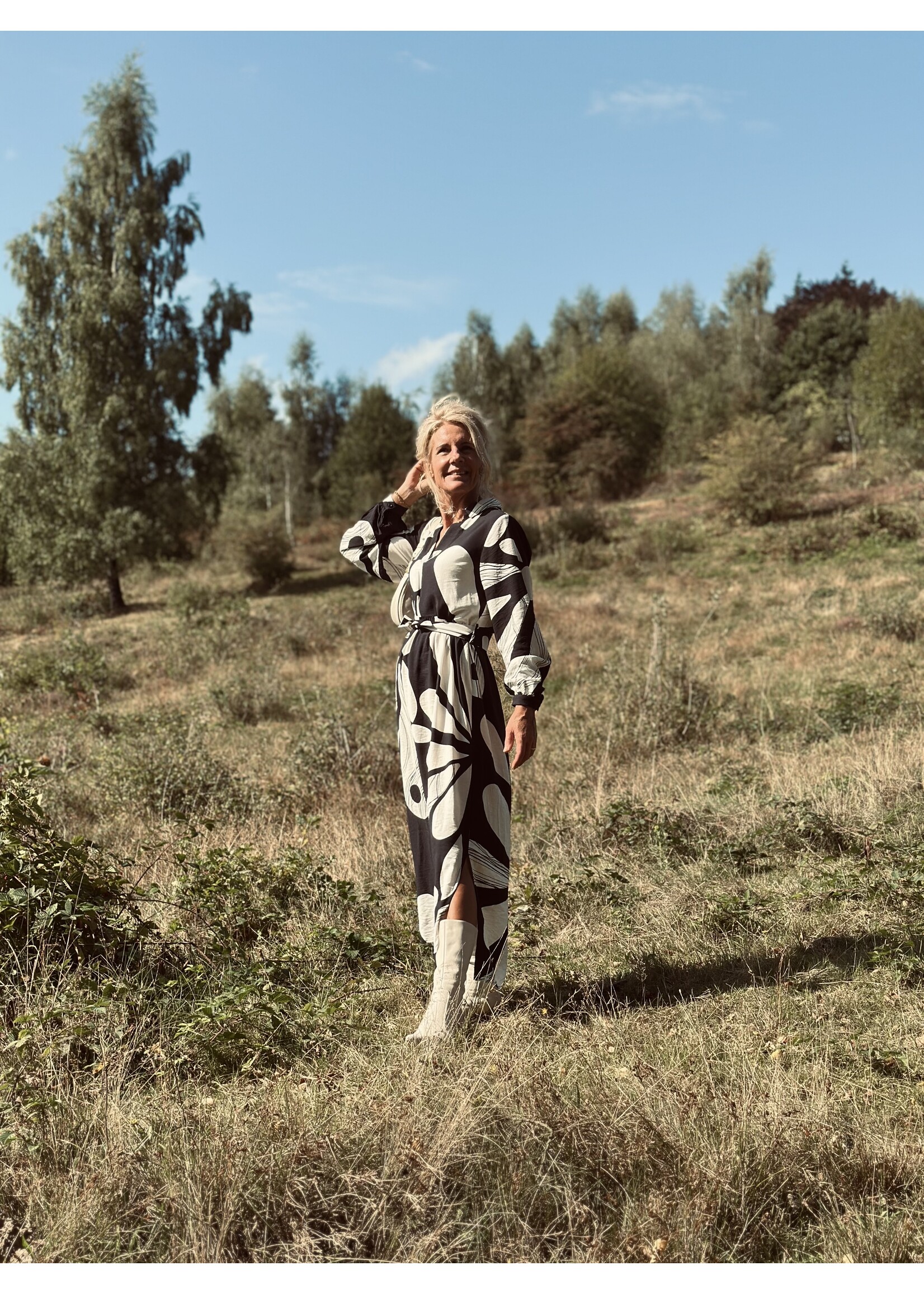 Smashed Lemon Smashed Lemon tabita long dress black/offwhite