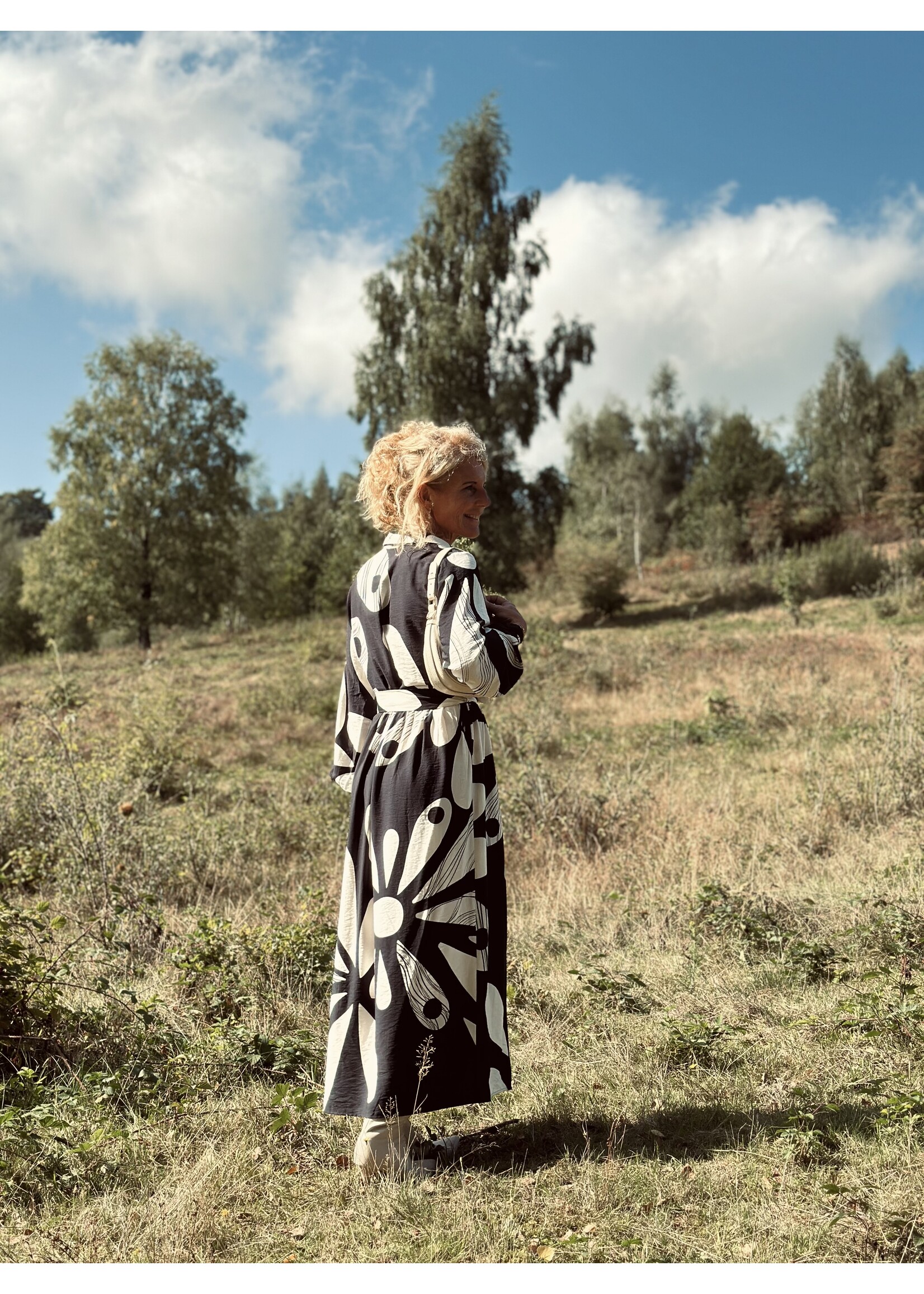 Smashed Lemon Smashed Lemon tabita long dress black/offwhite