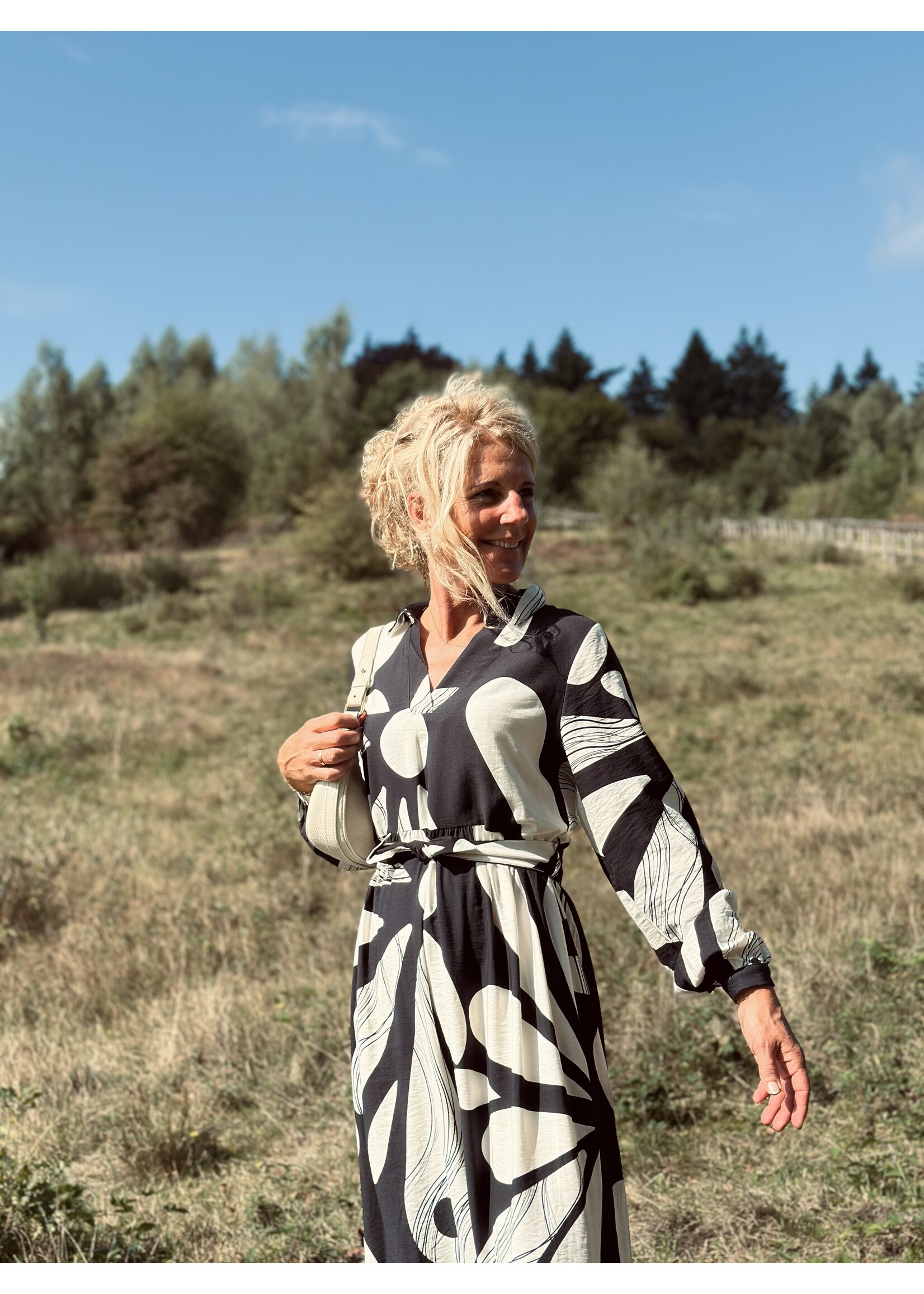 Smashed Lemon Smashed Lemon tabita long dress black/offwhite