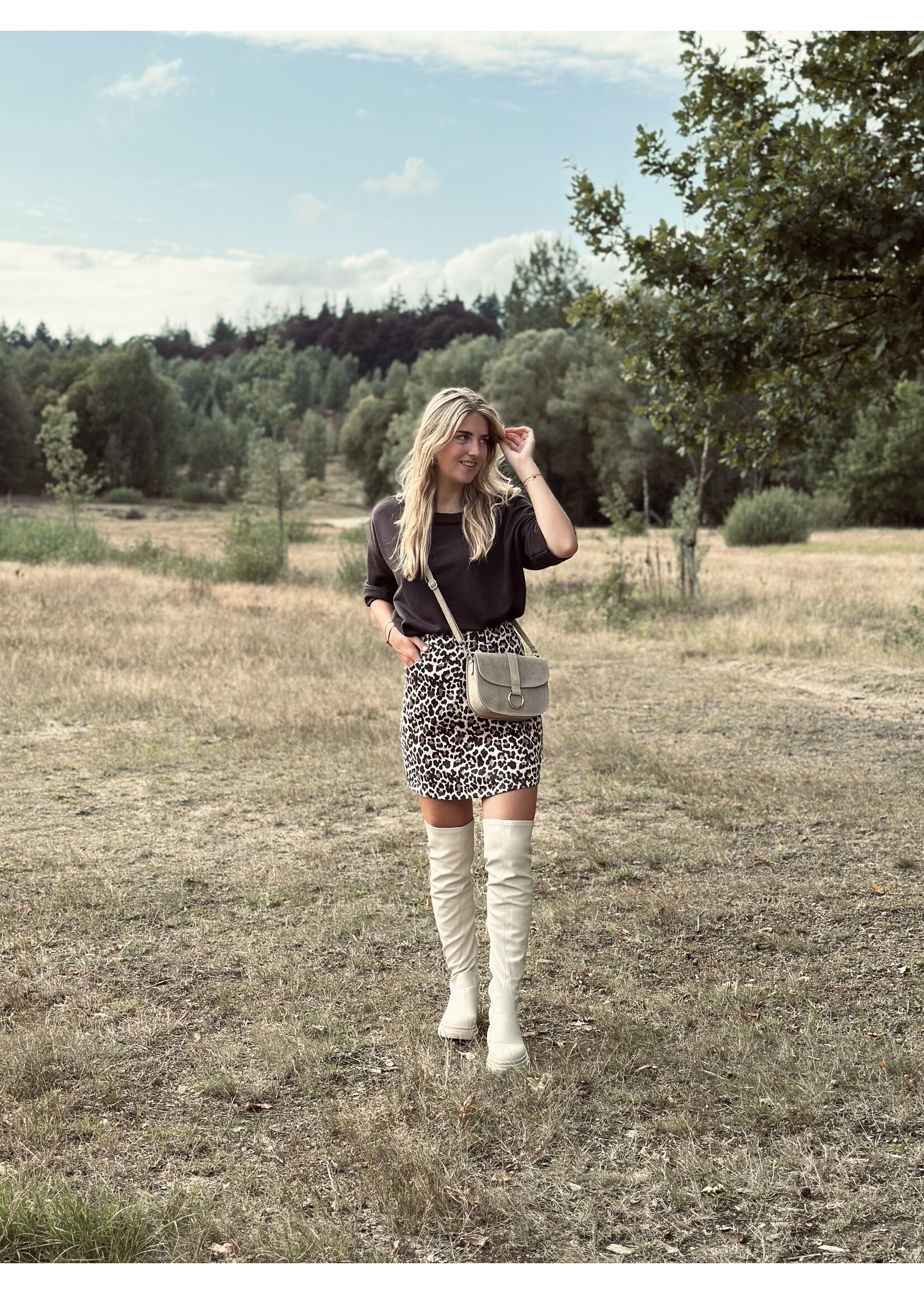 Lieke panterprint skirt camel/black