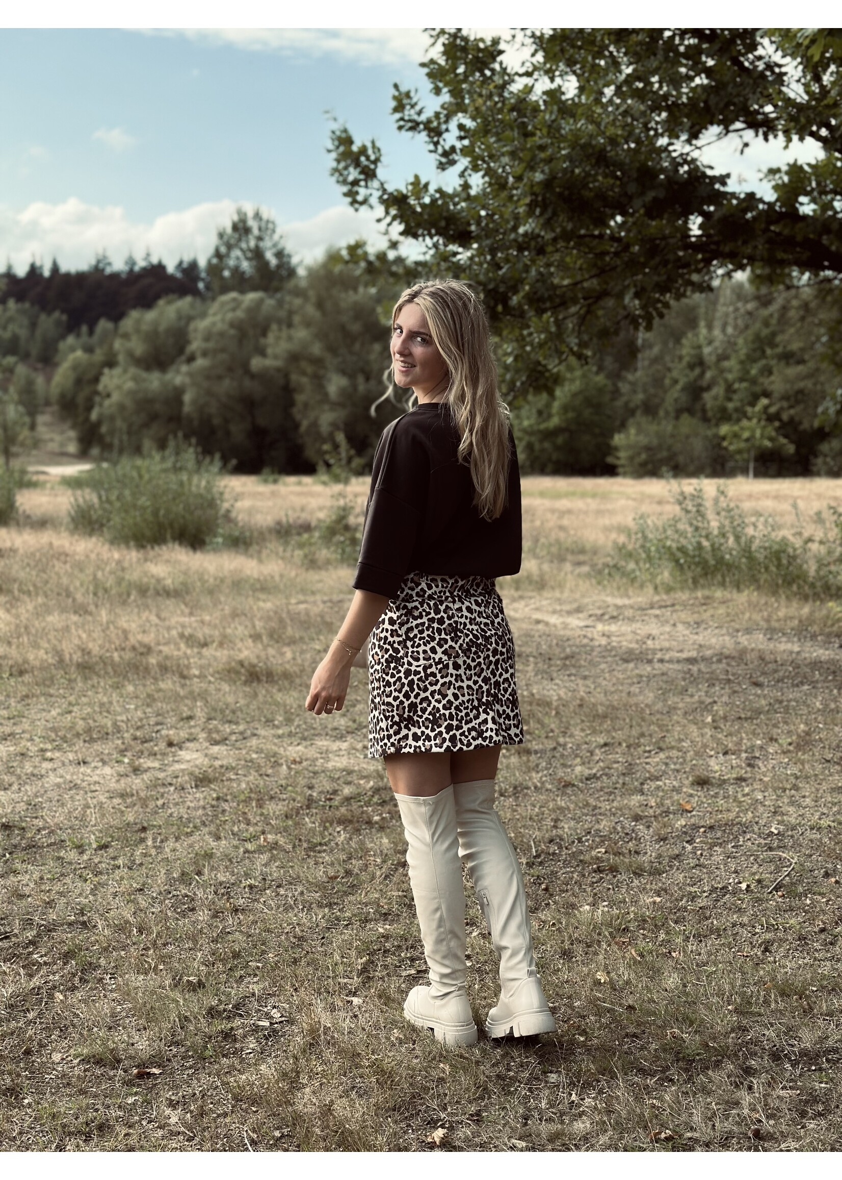 Lieke panterprint skirt camel/black