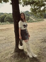 Babette leather look skirt bordeaux red