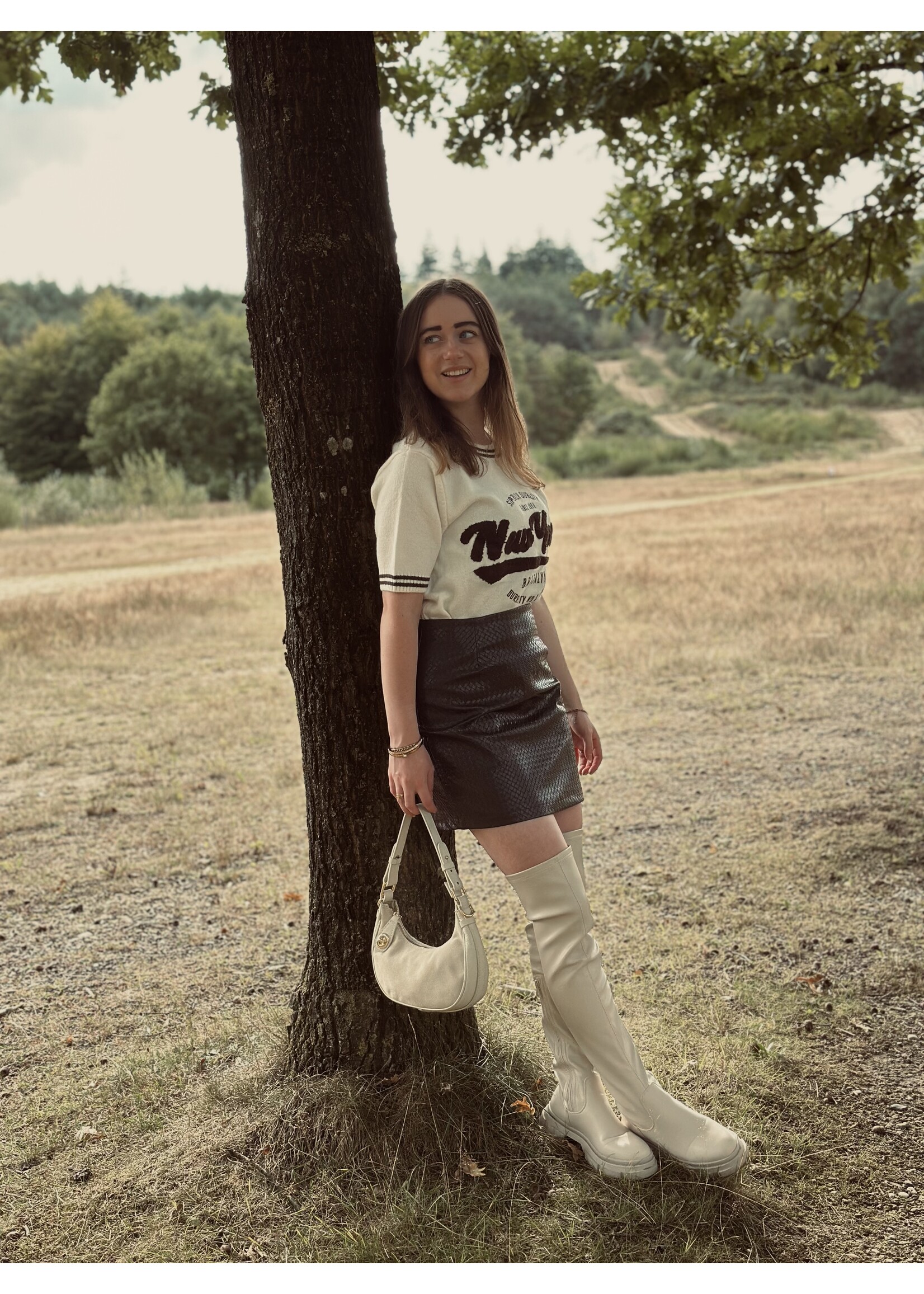 Babette leather look skirt bordeaux red