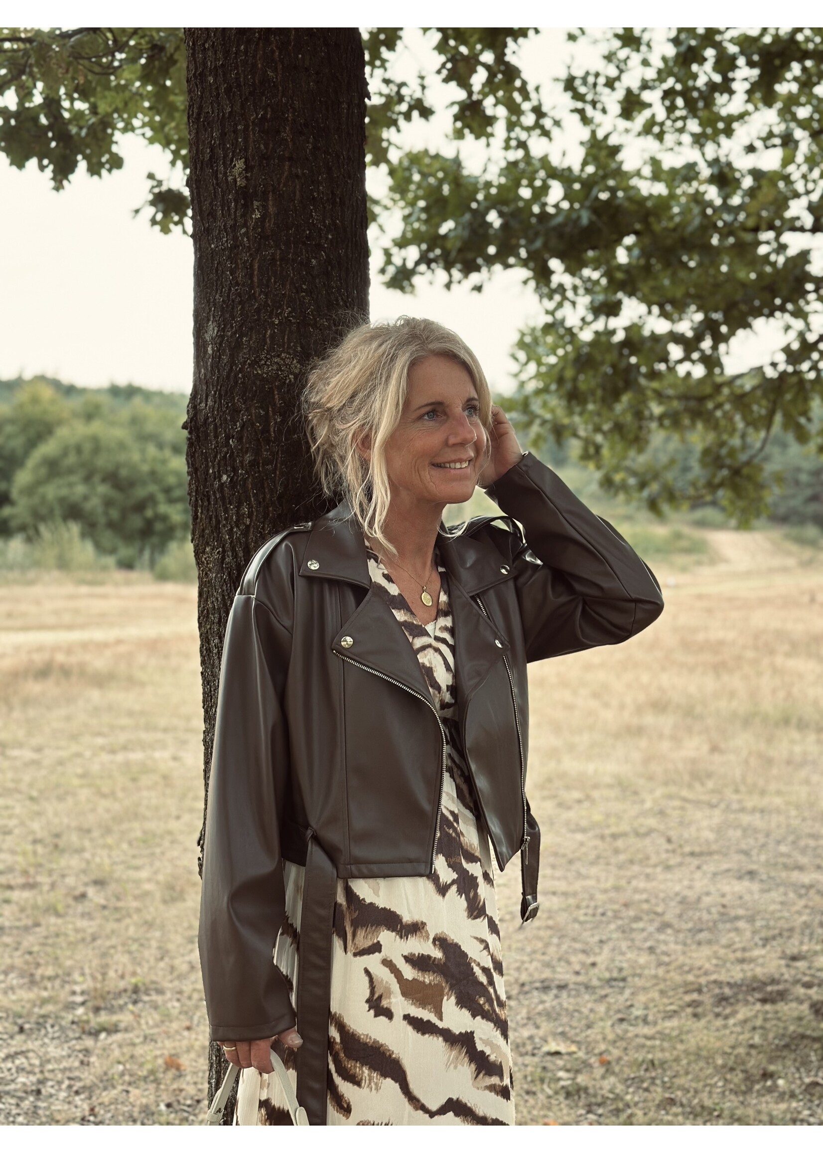 Britte leather look jacket brown One Size