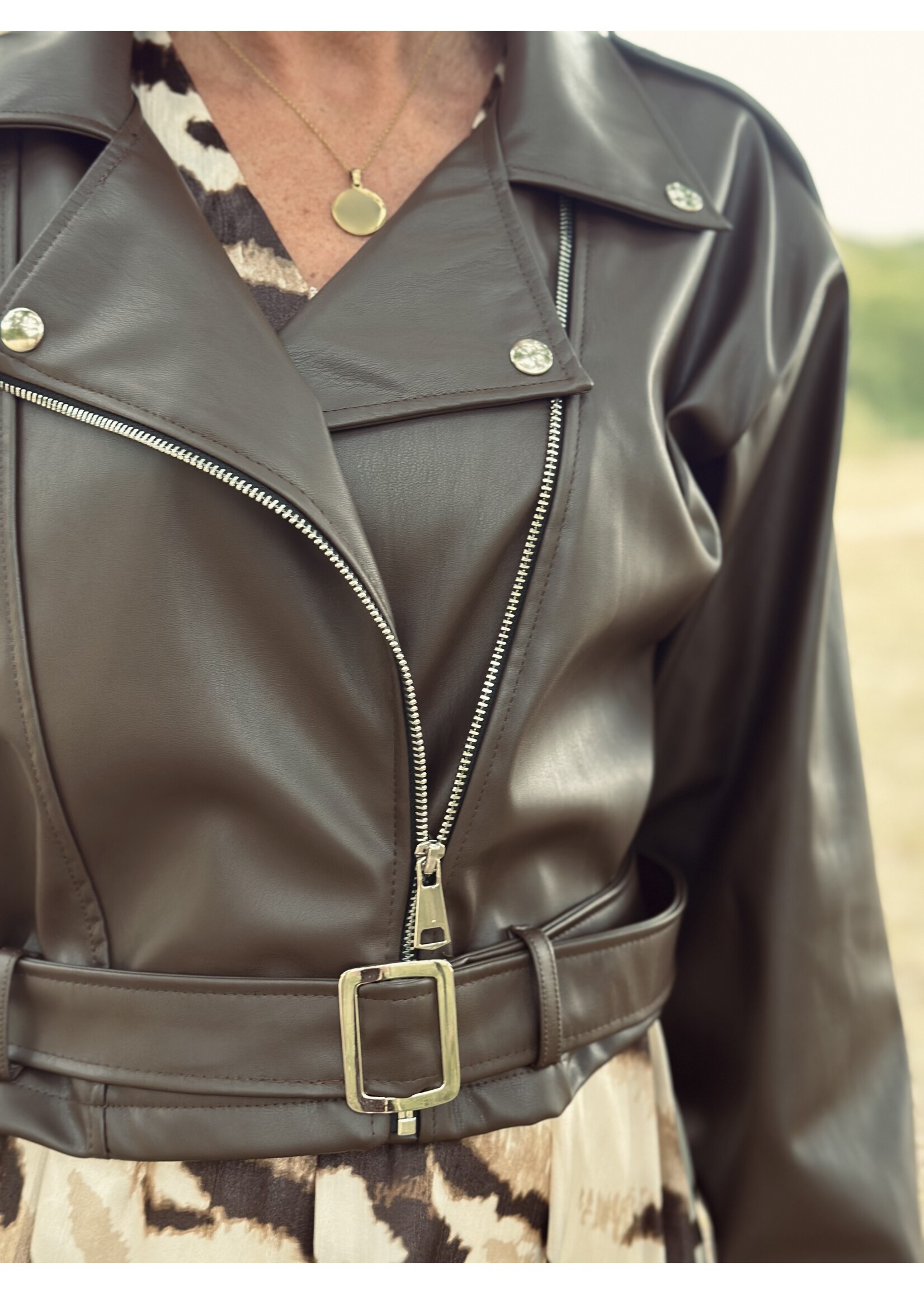 Britte leather look jacket brown One Size