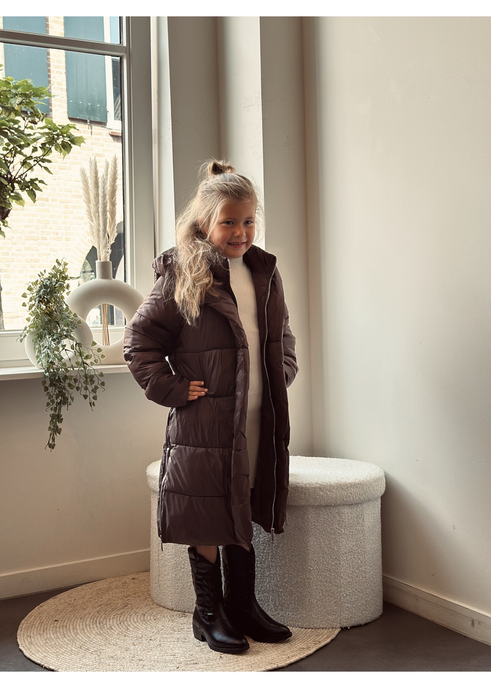 Dieke long jacket brown