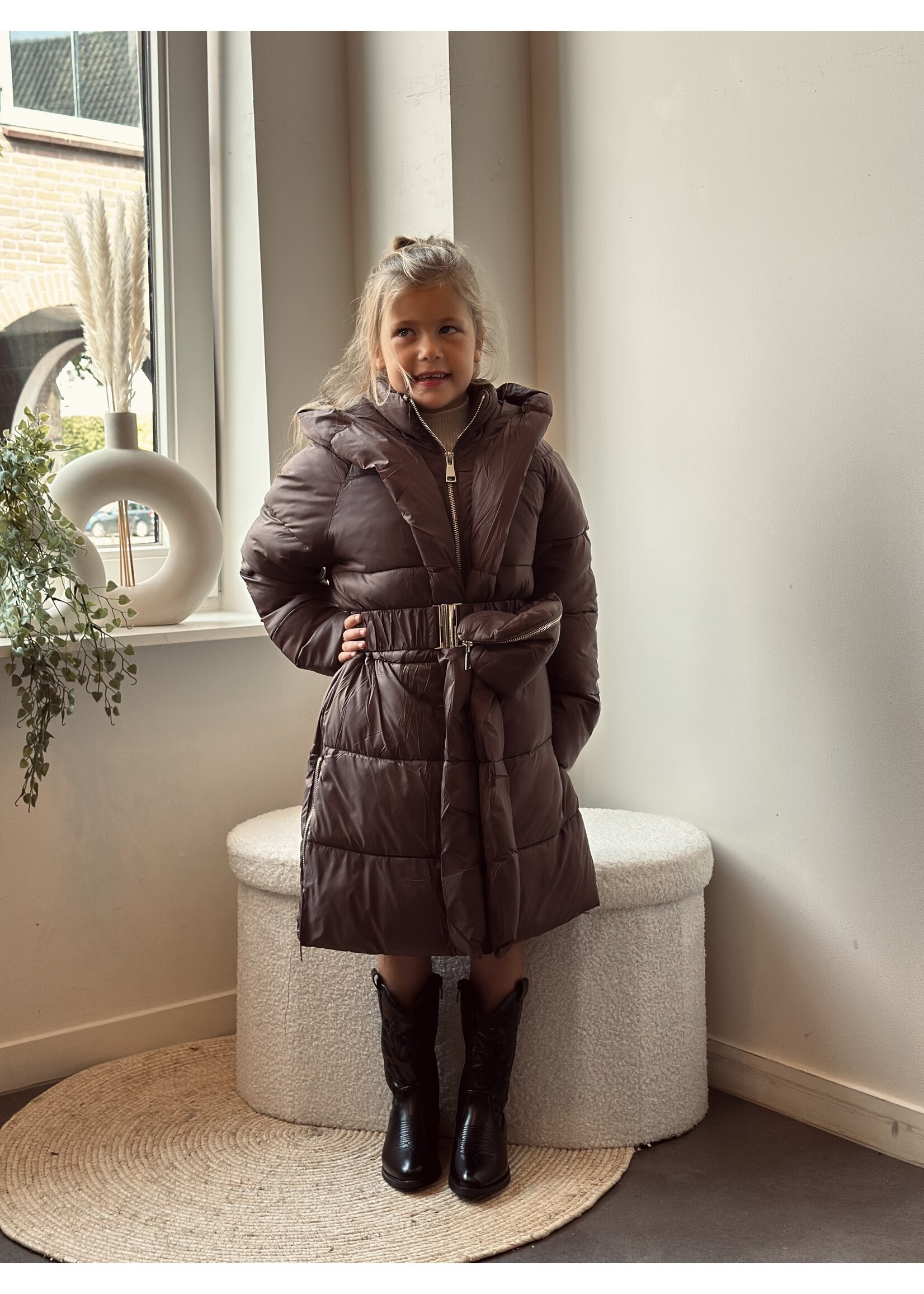 Dieke long jacket brown