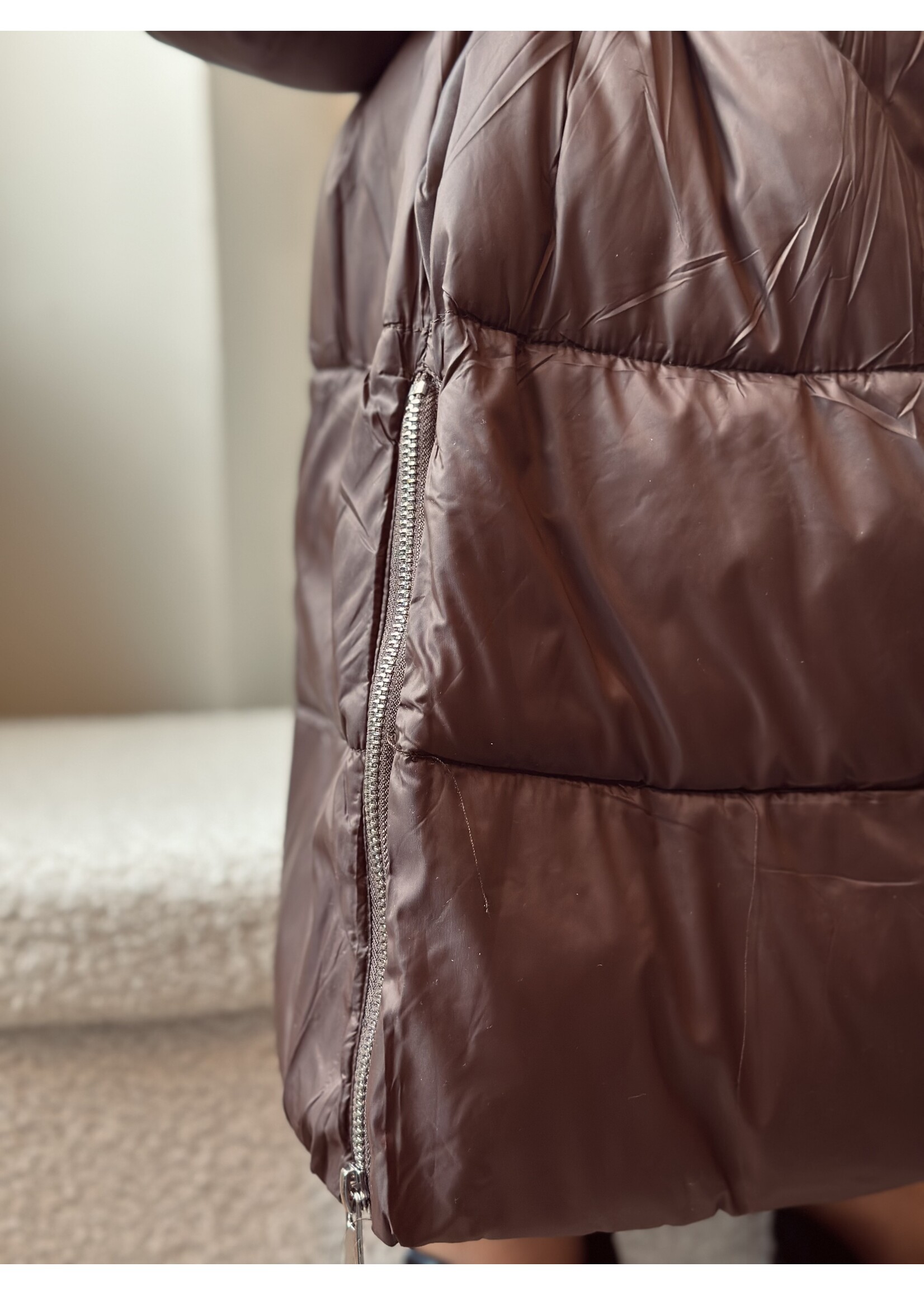 Dieke long jacket brown