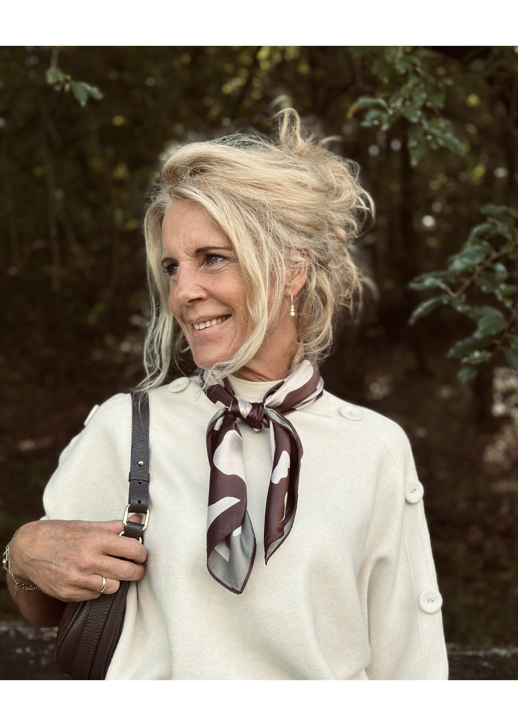 Bibi shawl brown/ beige cow print One Size