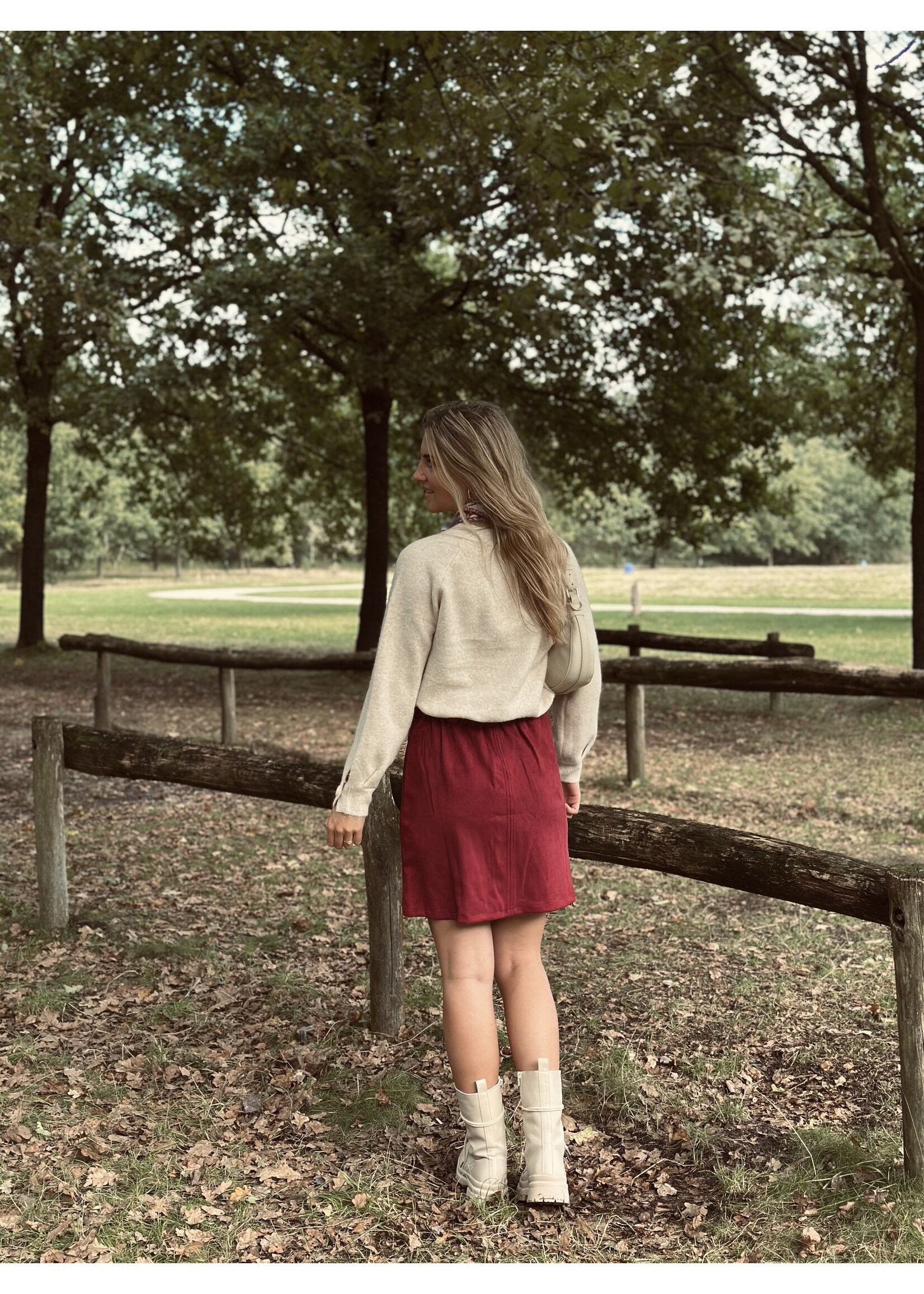 Celia suède skirt red