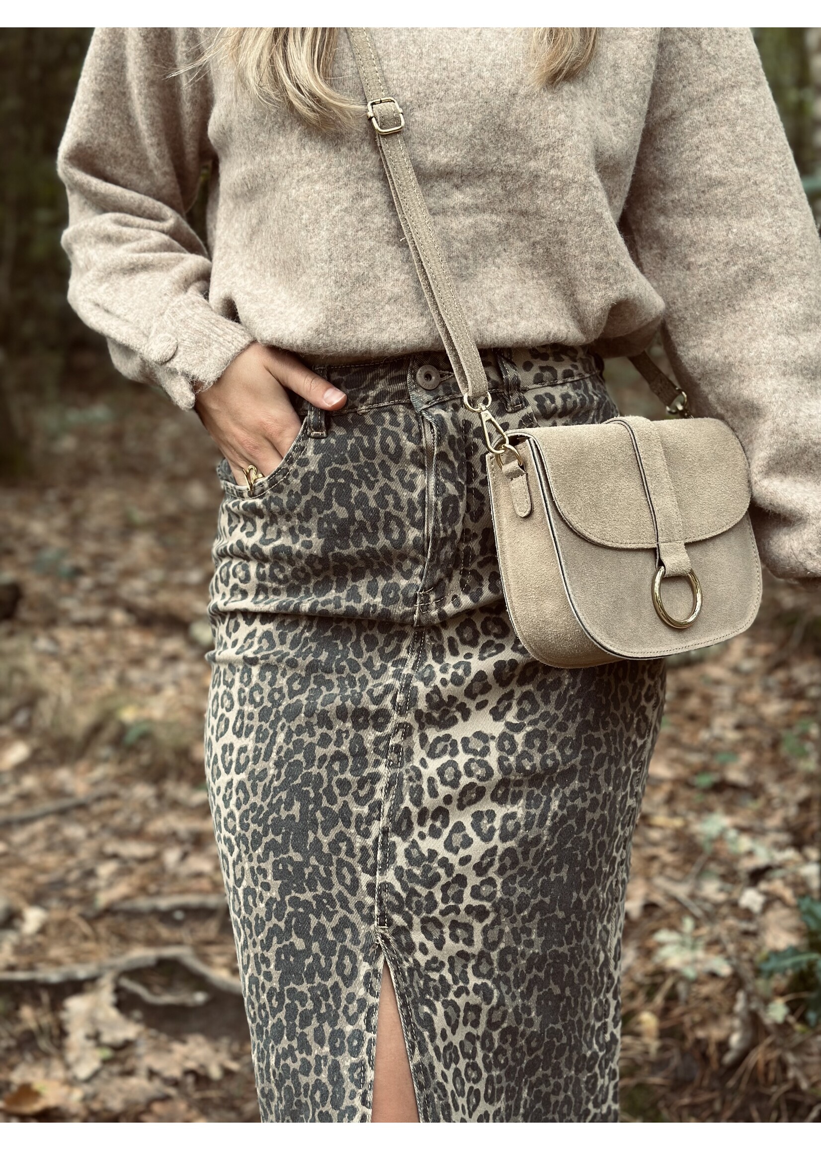 Dirma long denim skirt panter print