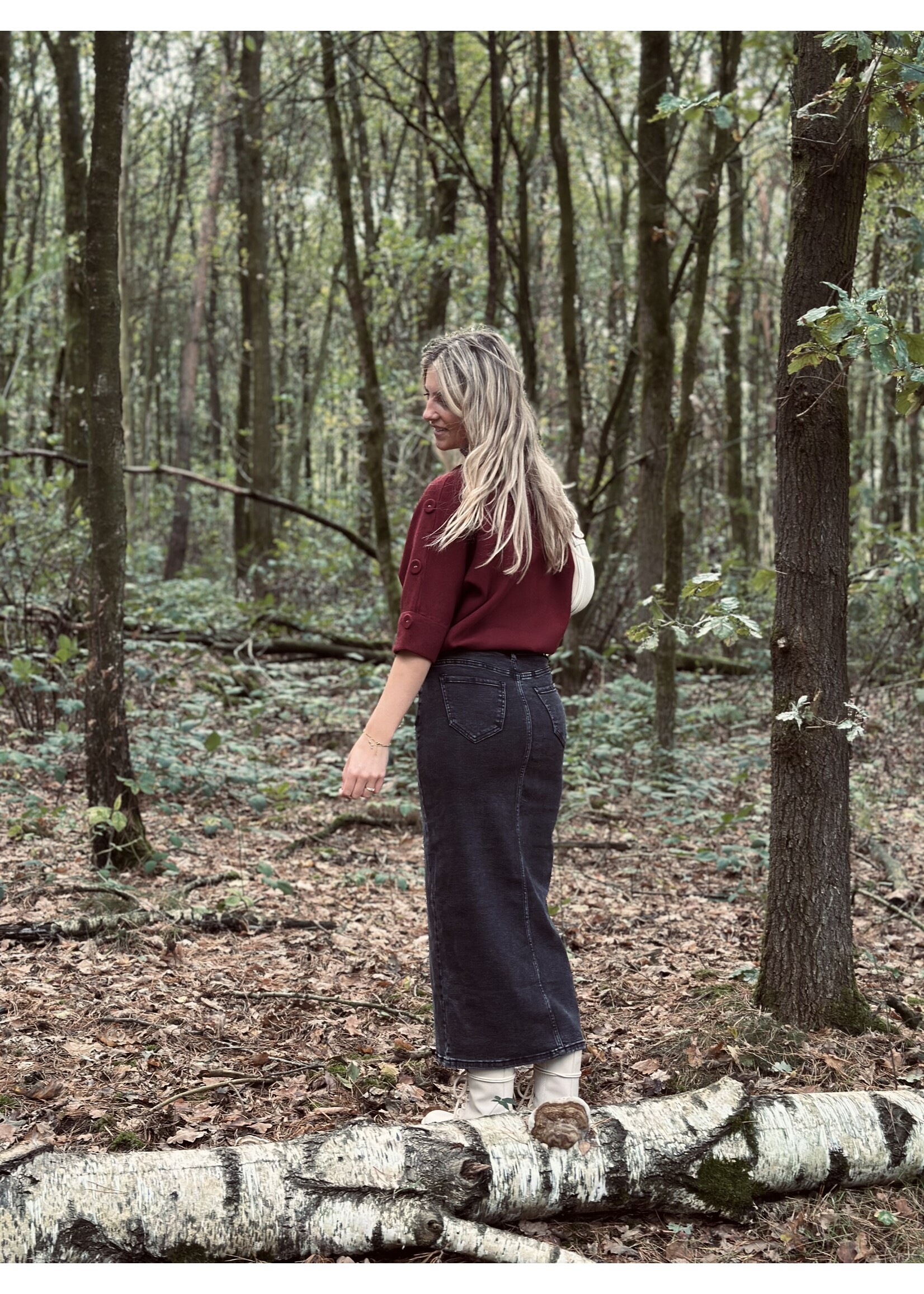 Dirma long denim skirt black