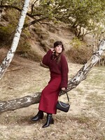 Dore long skirt bordeaux red One Size