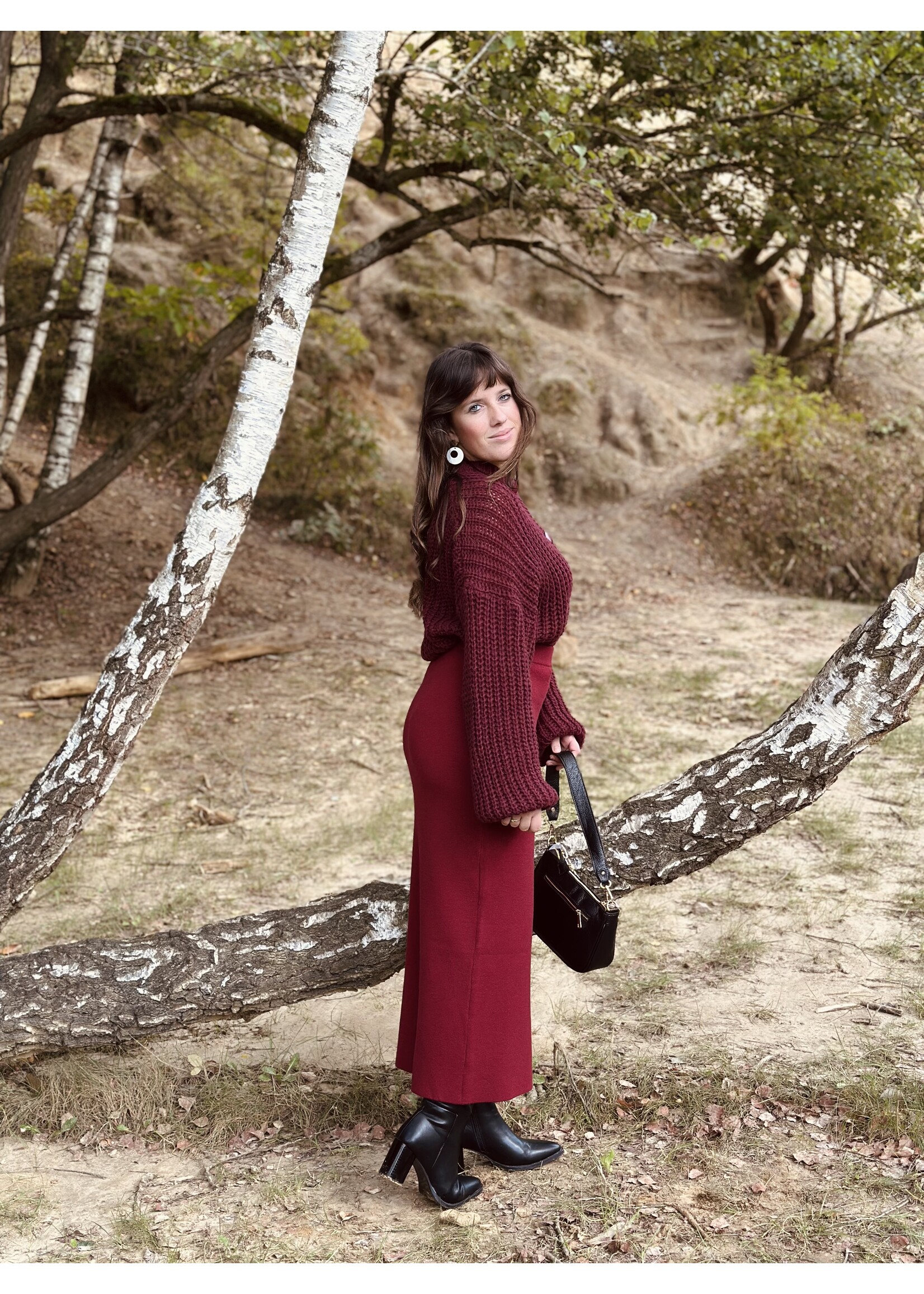 Dore long skirt bordeaux red One Size