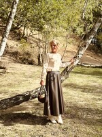 Marlene long skirt leather look brown