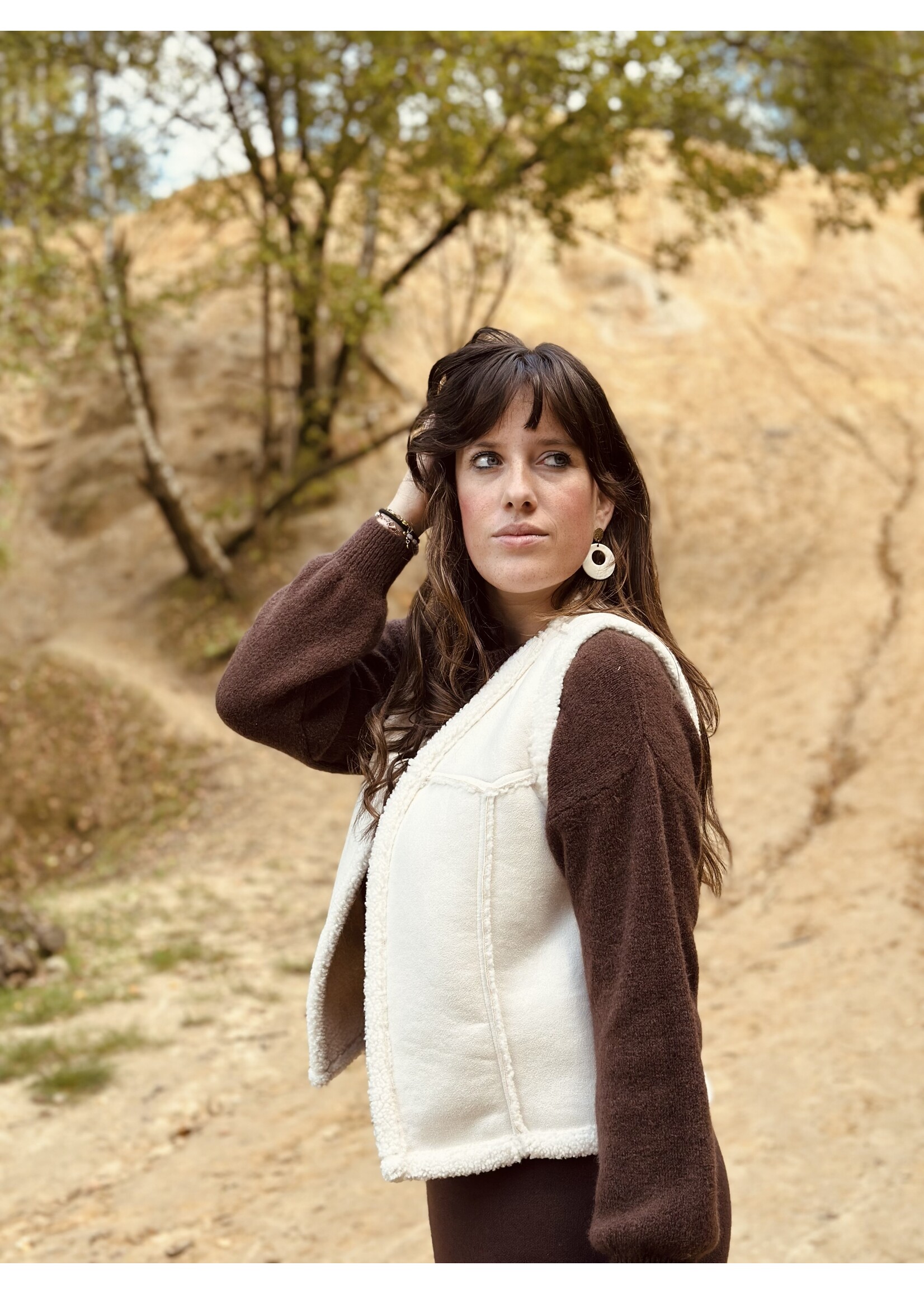 Lofty Manner Lofty Manner Mois gilet teddy offwhite