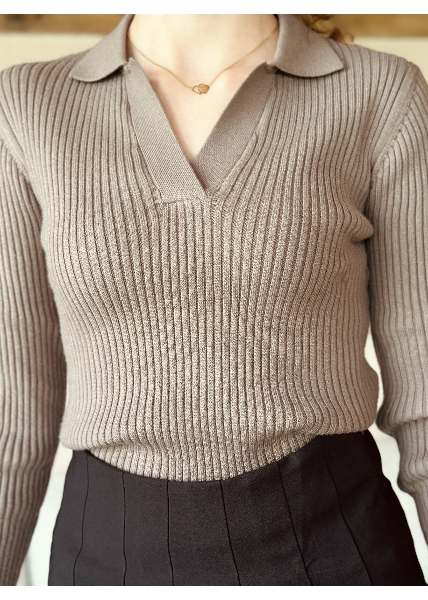 Sisters Point Sisters Point Fien polo top taupe