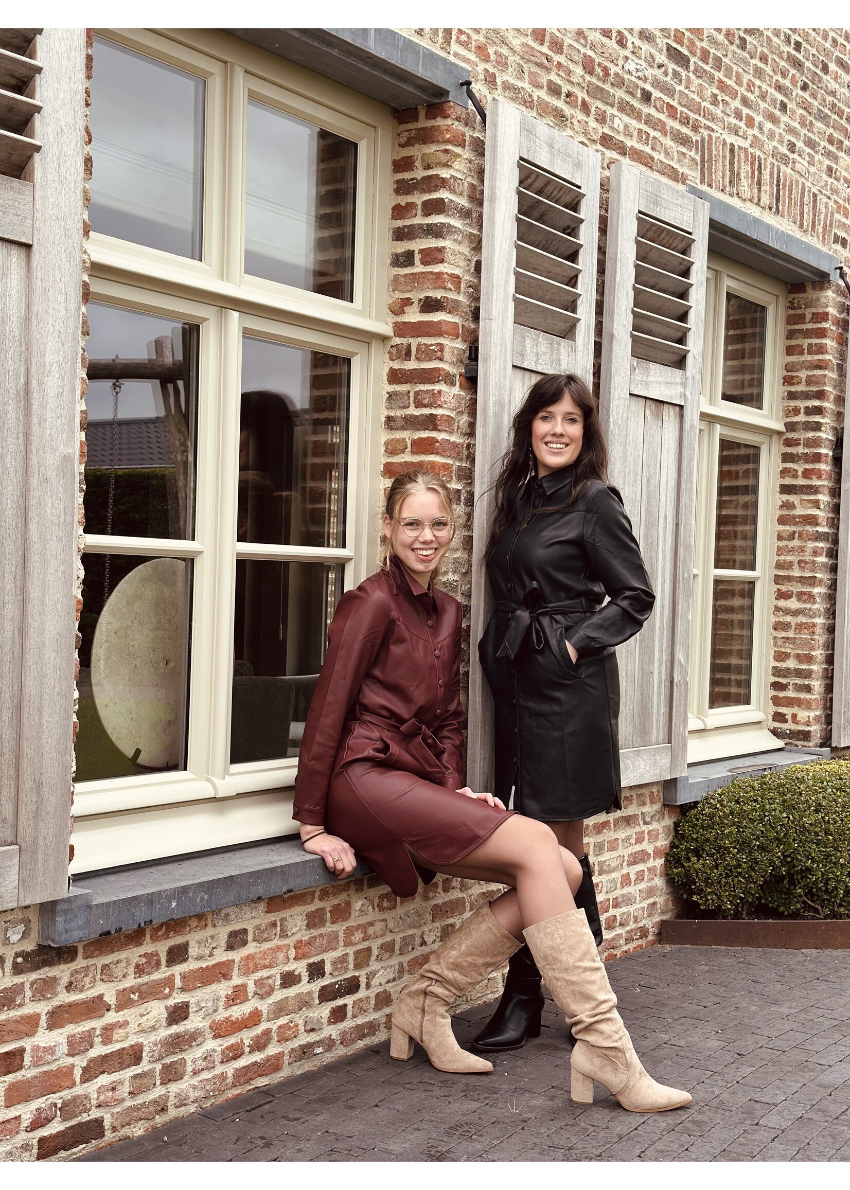 Smashed Lemon Smashed lemon Corlina leather look dress bordeaux red