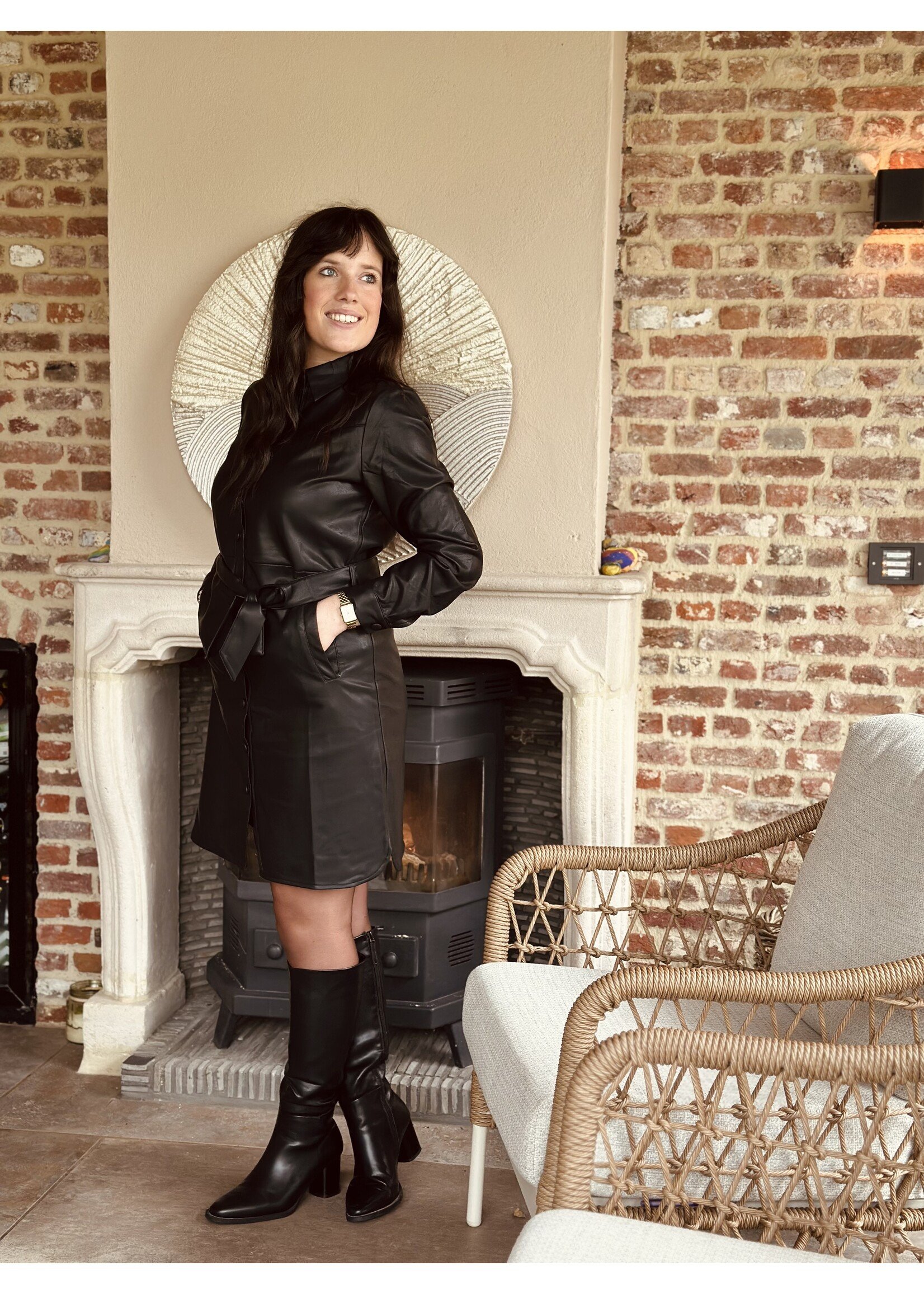 Smashed Lemon Smashed lemon Corlina leather look dress black