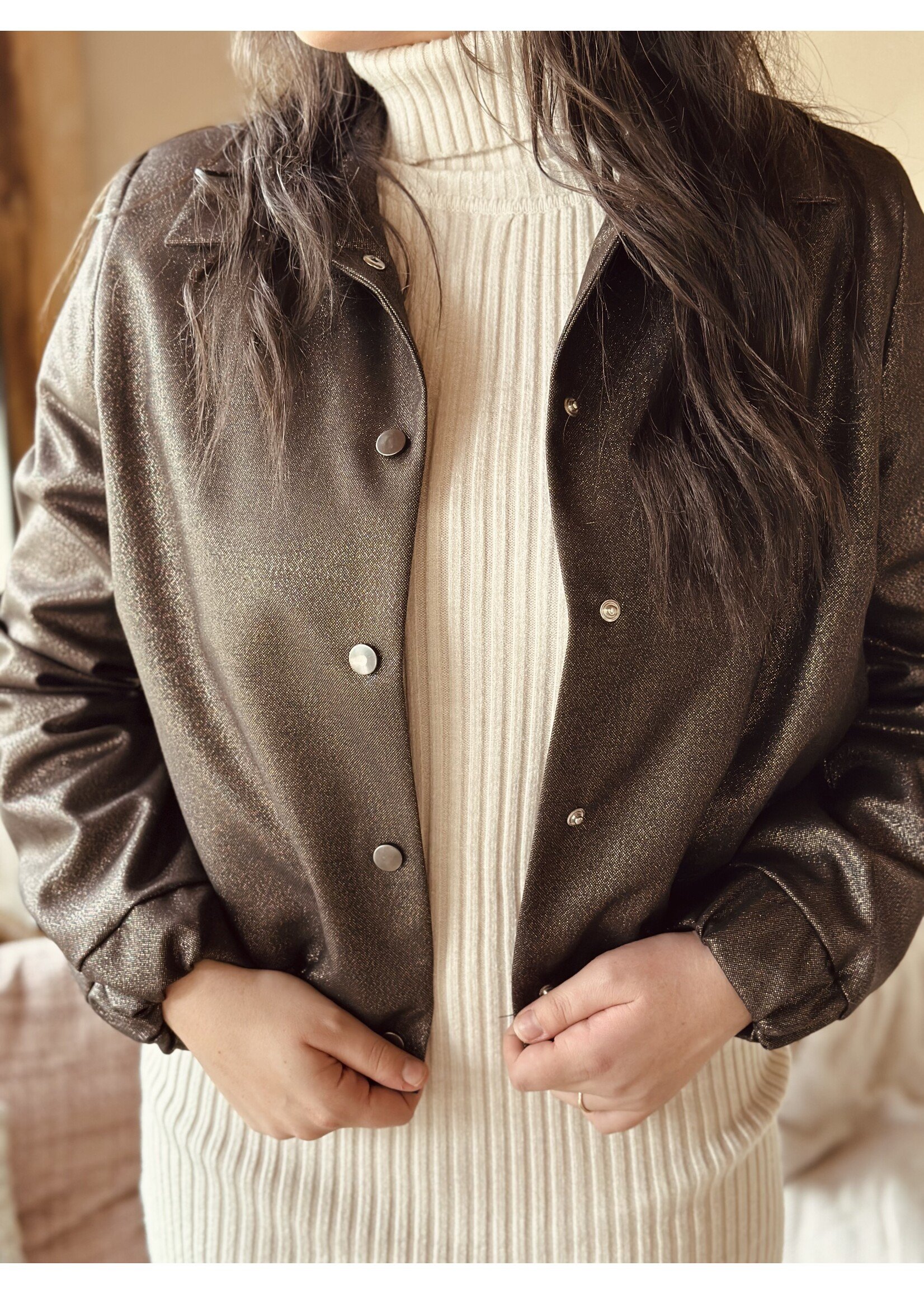 Elvira Elvira Hetty bomber jacket brown glitter