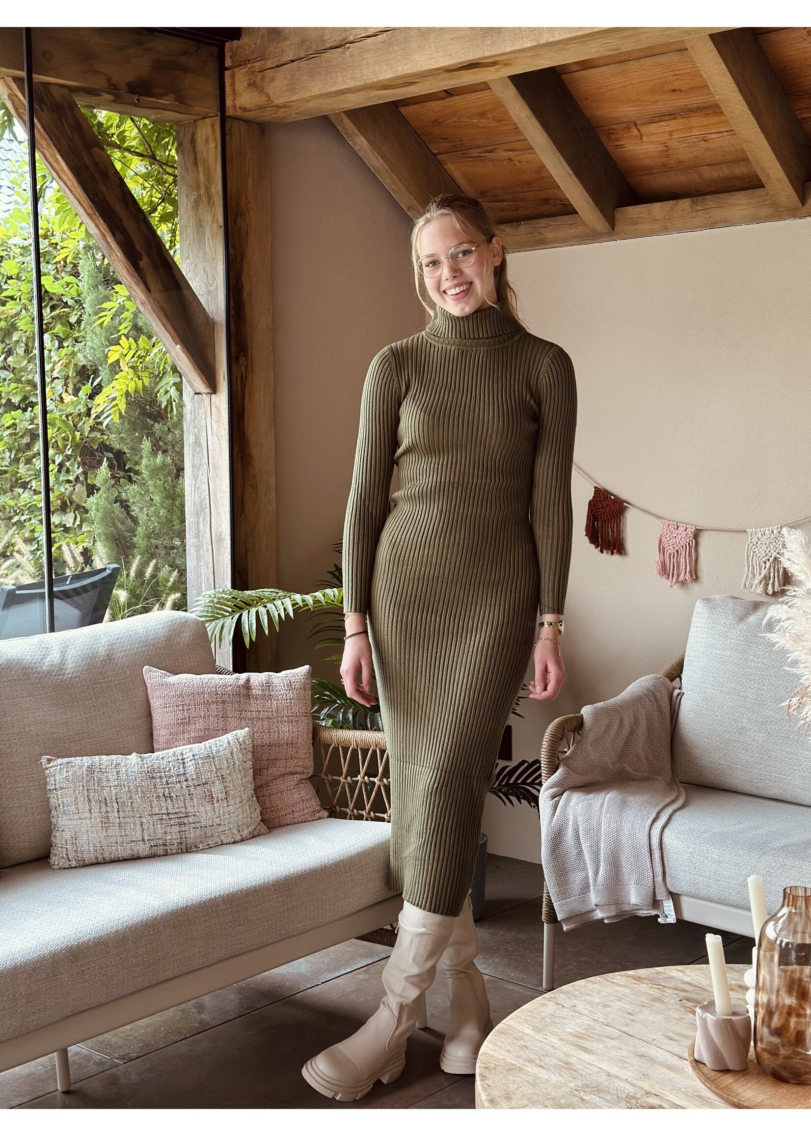 Yaren bodycon dress army green