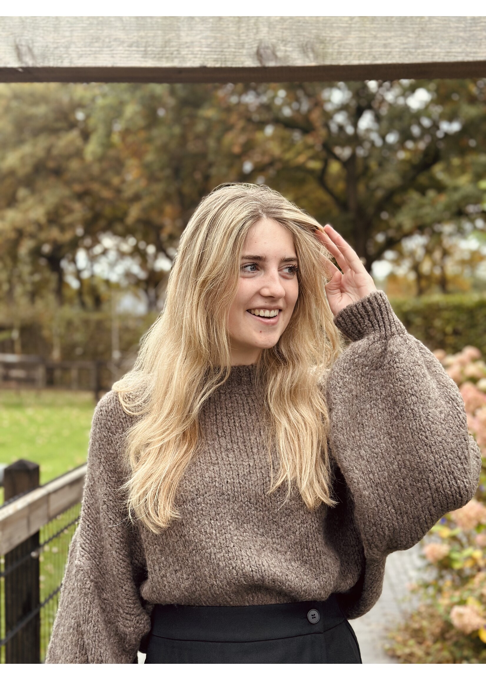 Amira sweater dark taupe One Size