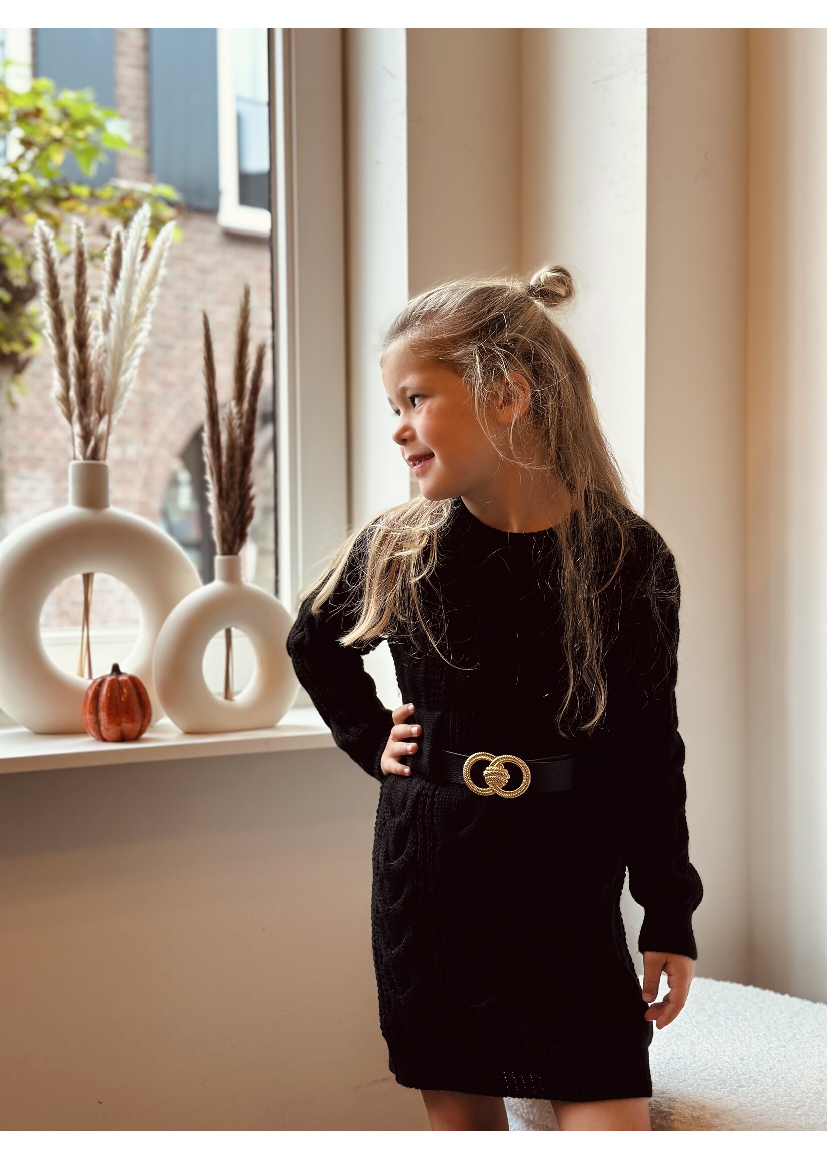 Aniek dress knitted with belt black