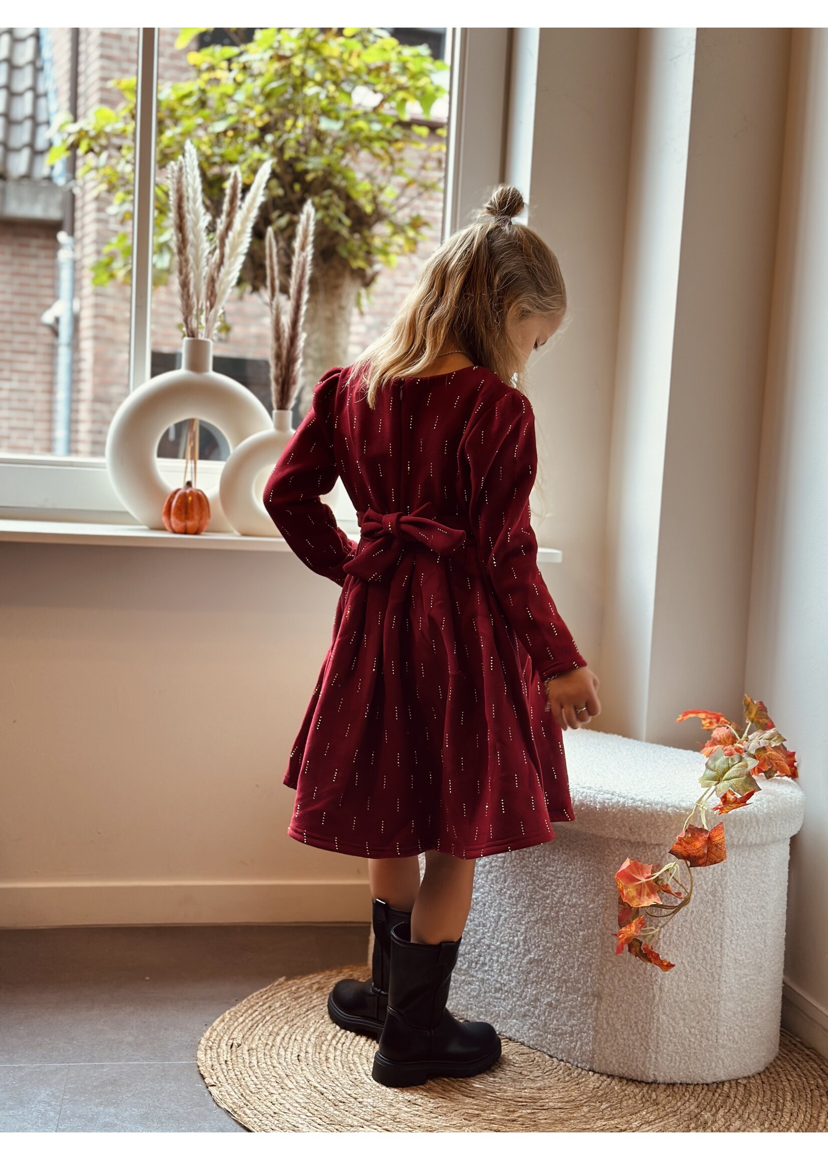 Cyntia dress bordeaux red print