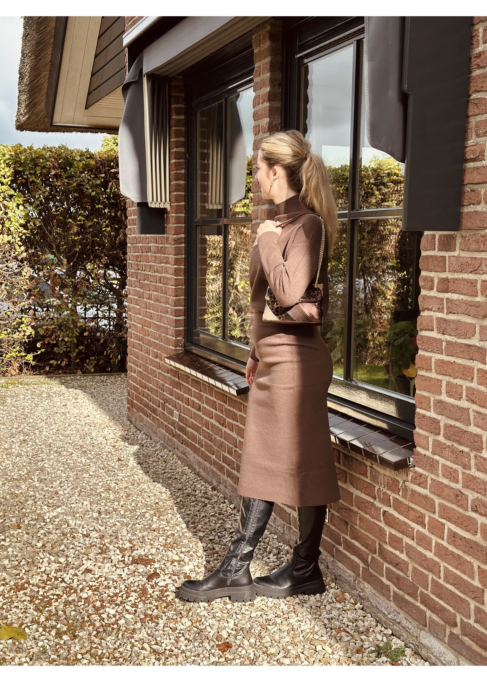 Alice set sweater + skirt brown One Size