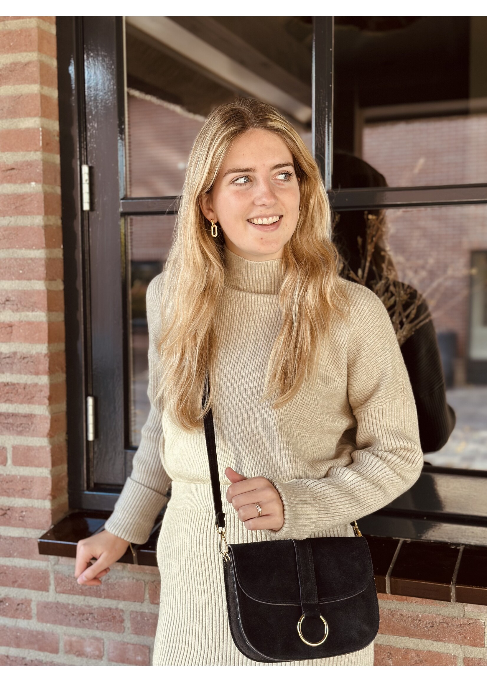 Ylene set sweater + skirt taupe One Size
