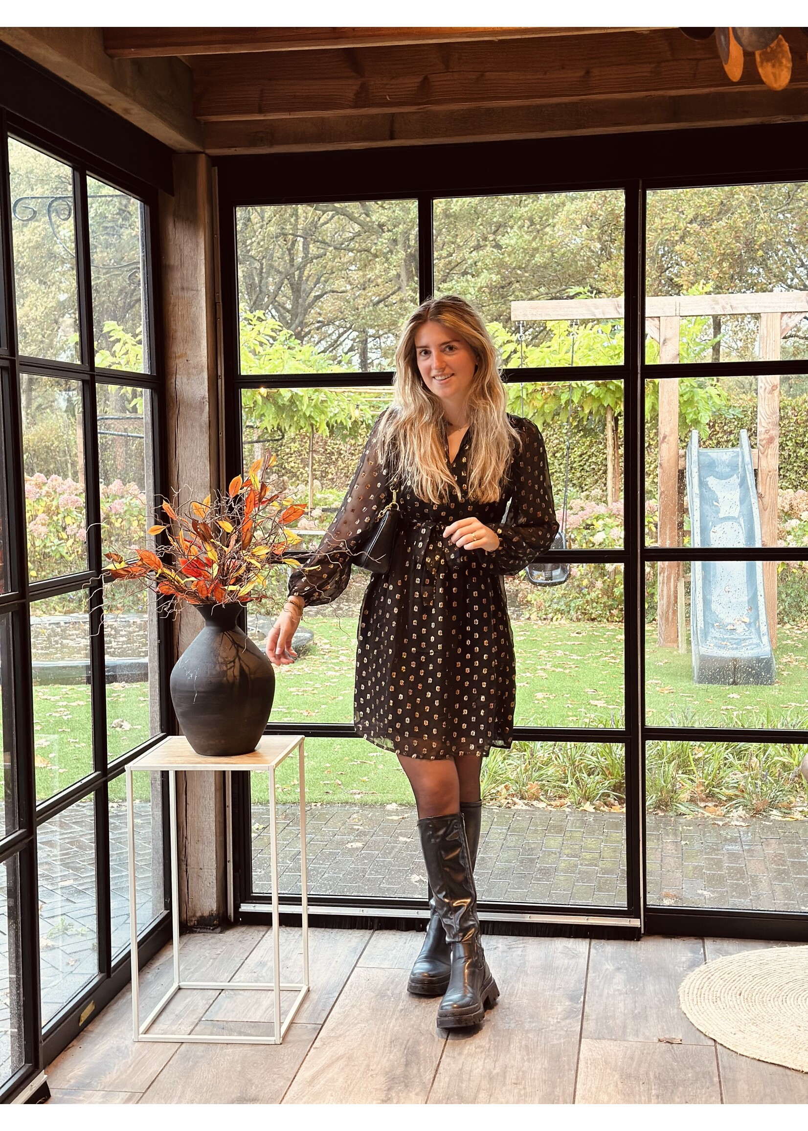 Smashed Lemon Smashed Lemon Jacomien dress black gold