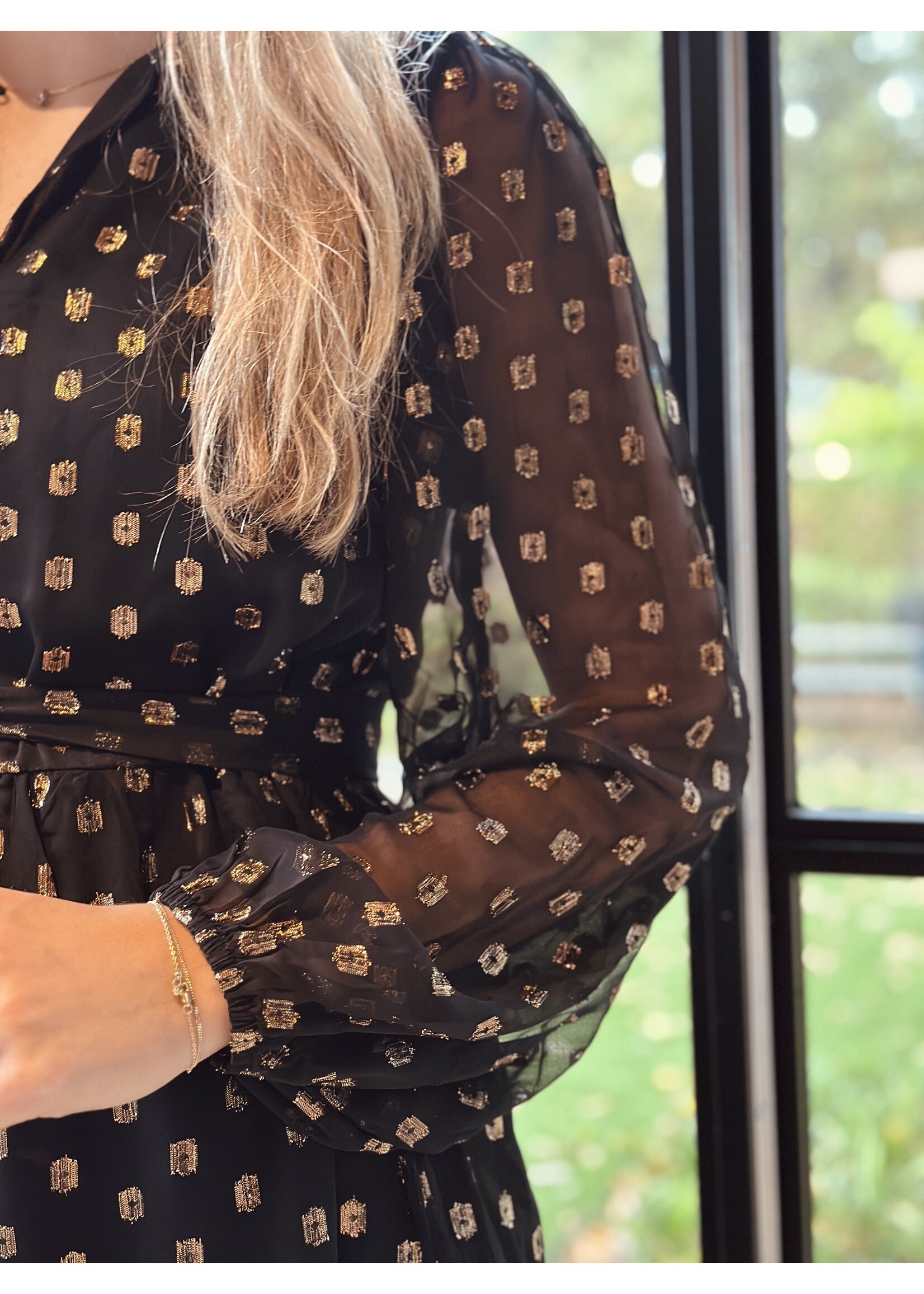 Smashed Lemon Smashed Lemon Jacomien dress black gold