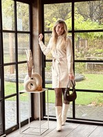 Smashed Lemon Smashed lemon Corlina leather look dress beige