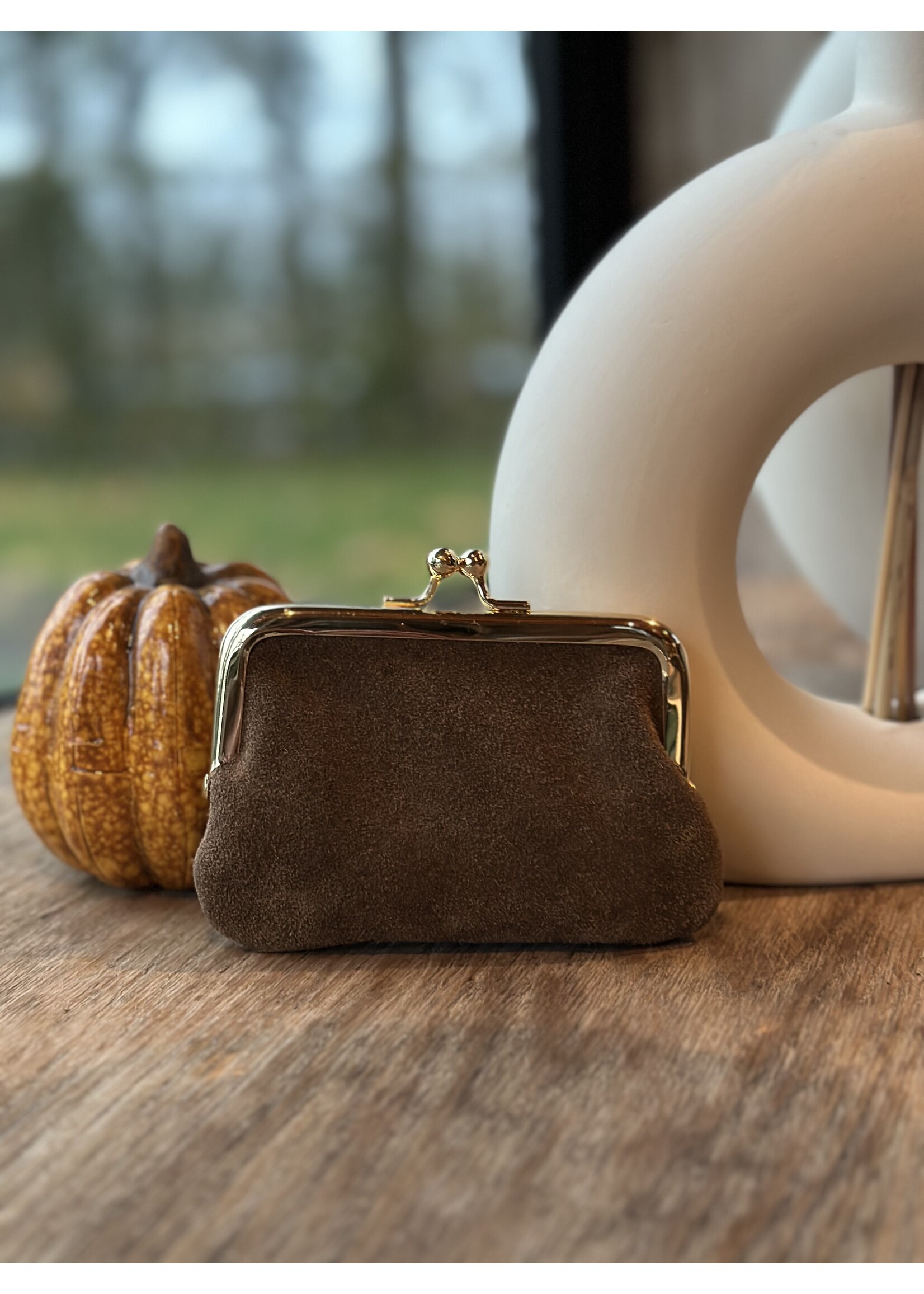 Ella portemonnee suède camel