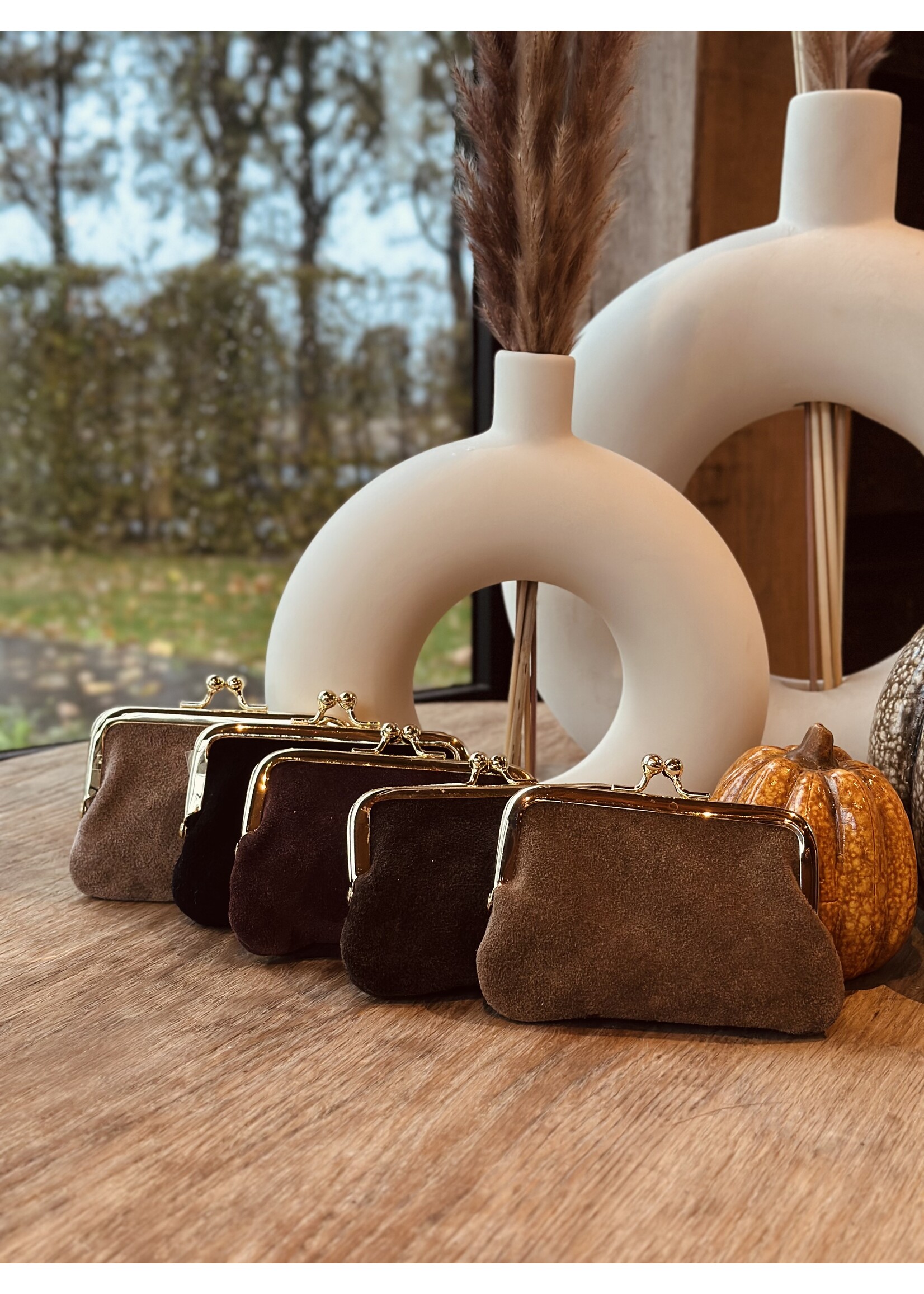 Ella portemonnee suède bordeaux red