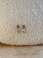 Oorbellen goudkleurig druppel diamant 0495