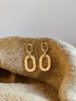 Oorbellen goudkleurig beige/glitter 0495