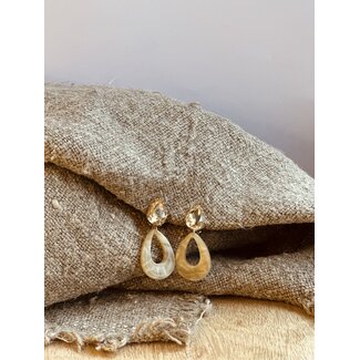 Oorbellen goudkleurig/beige 0495
