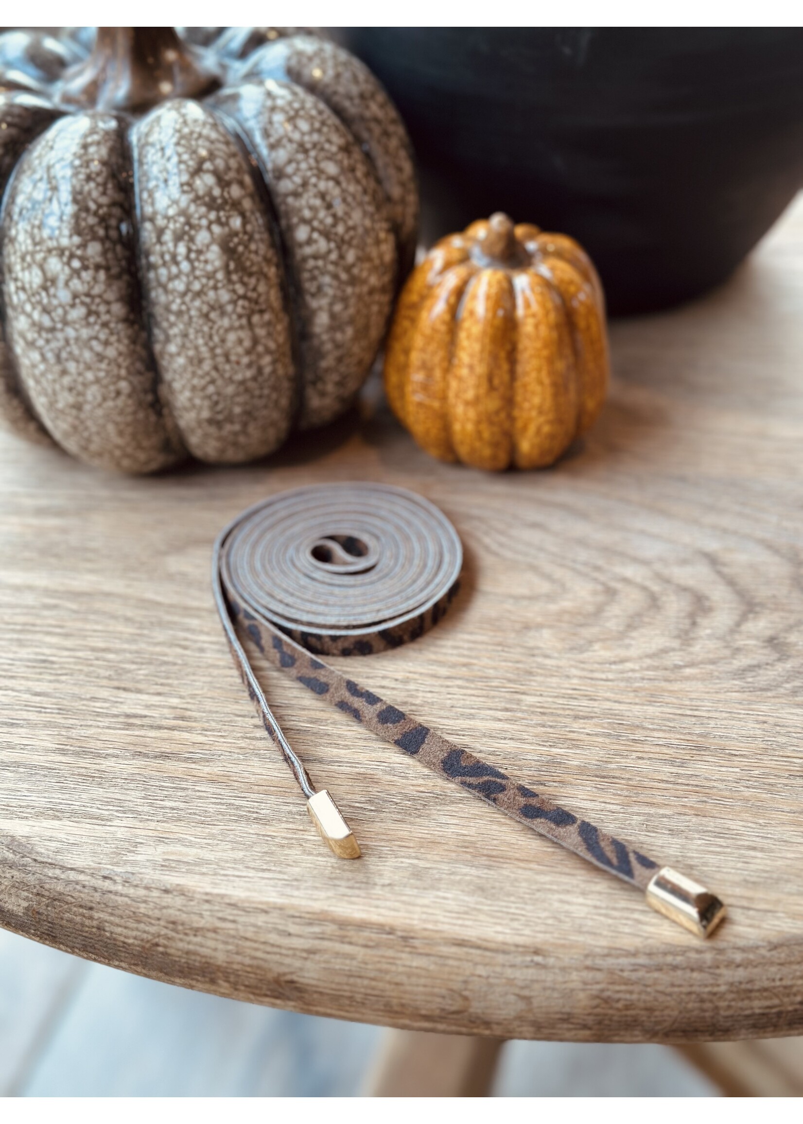 Valerie wrap belt suède panter print beige One Size