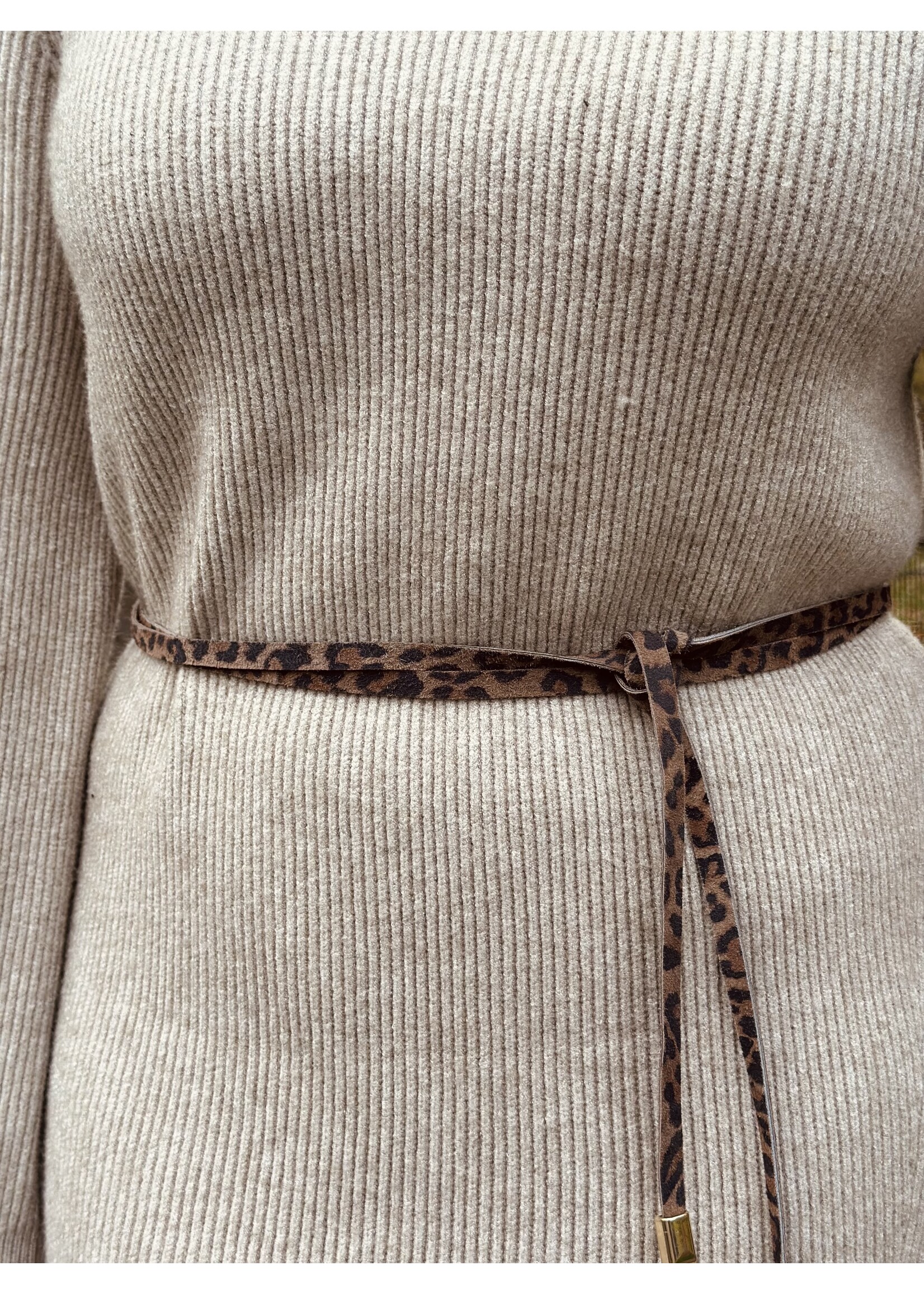 Valerie wrap belt suède panter print beige One Size