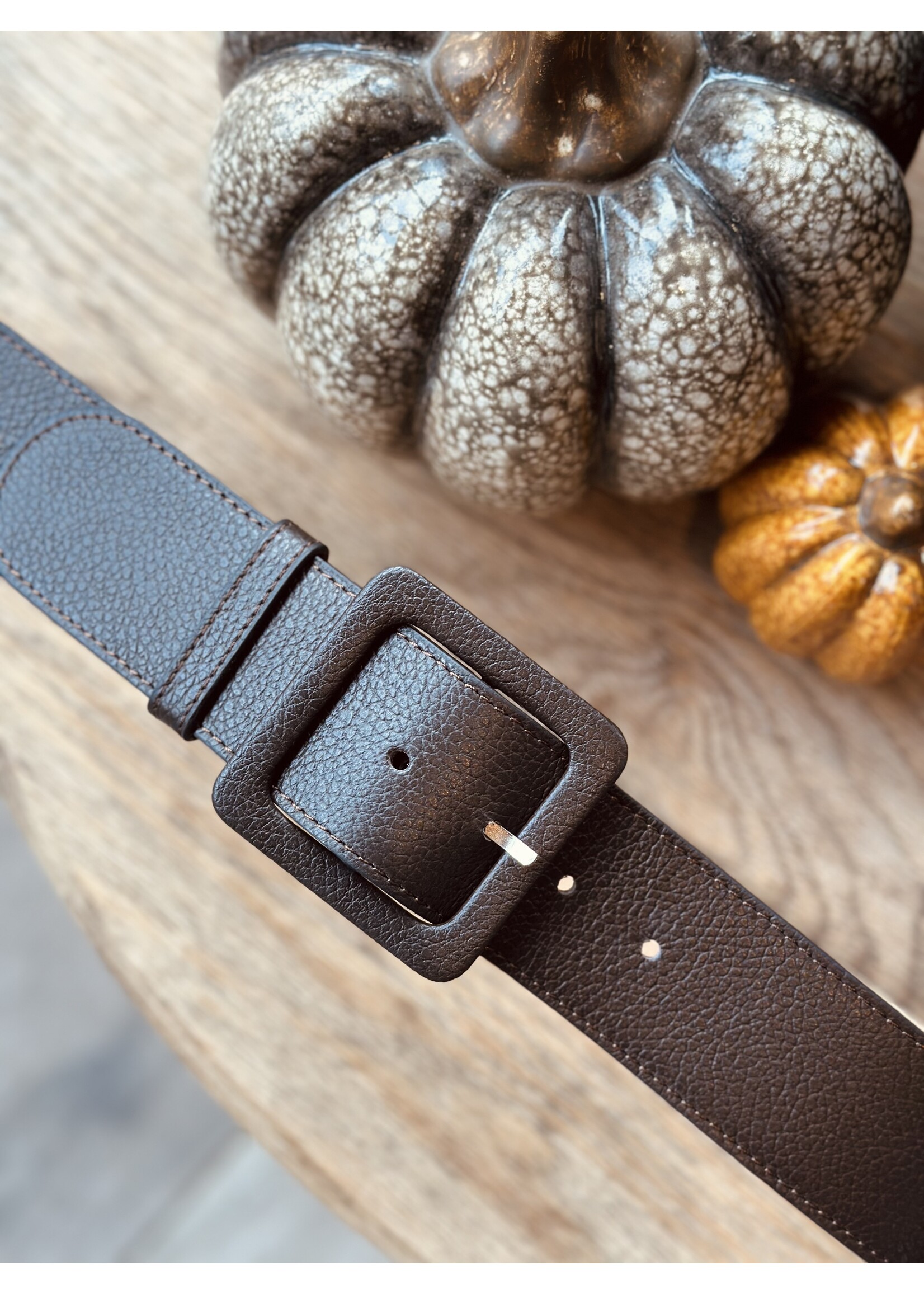 Isha belt leather look brown