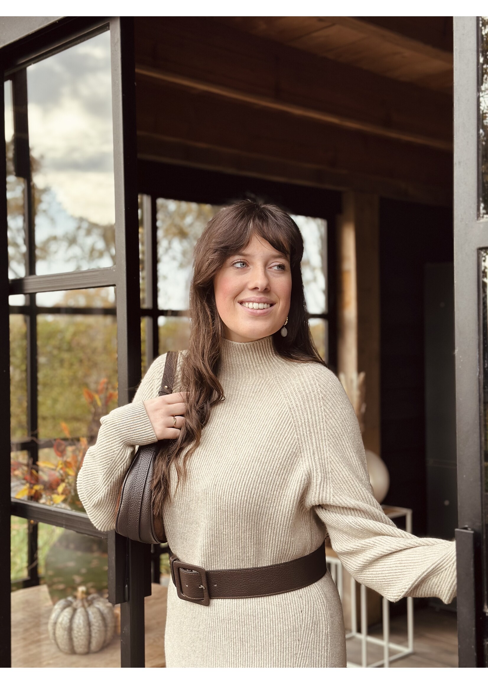 Mylena knitted dress taupe  One Size