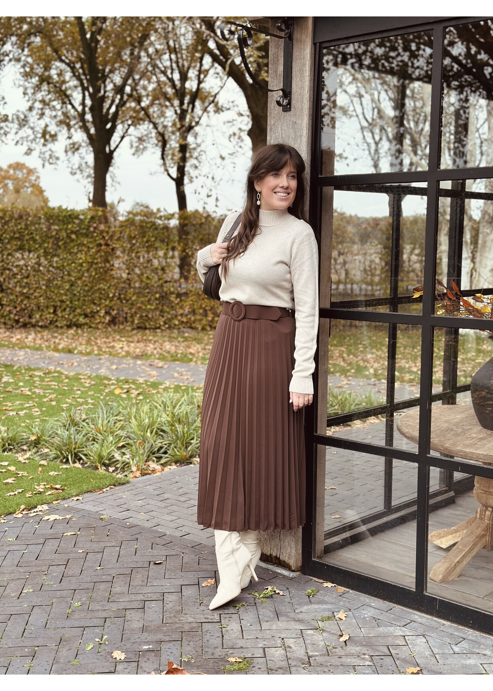 Gerlin long plissé skirt brown One Size