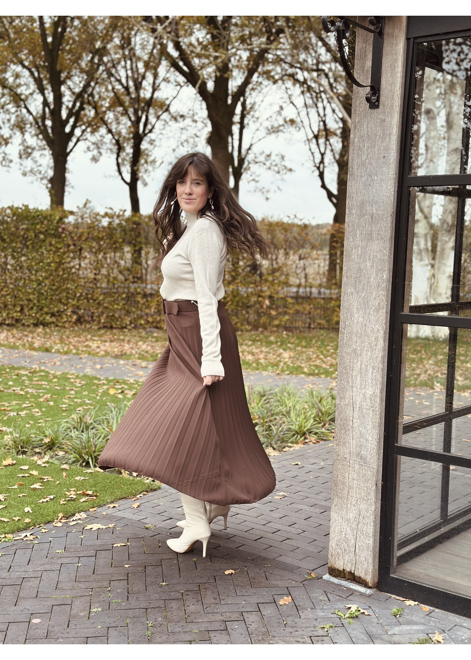 Gerlin long plissé skirt brown One Size