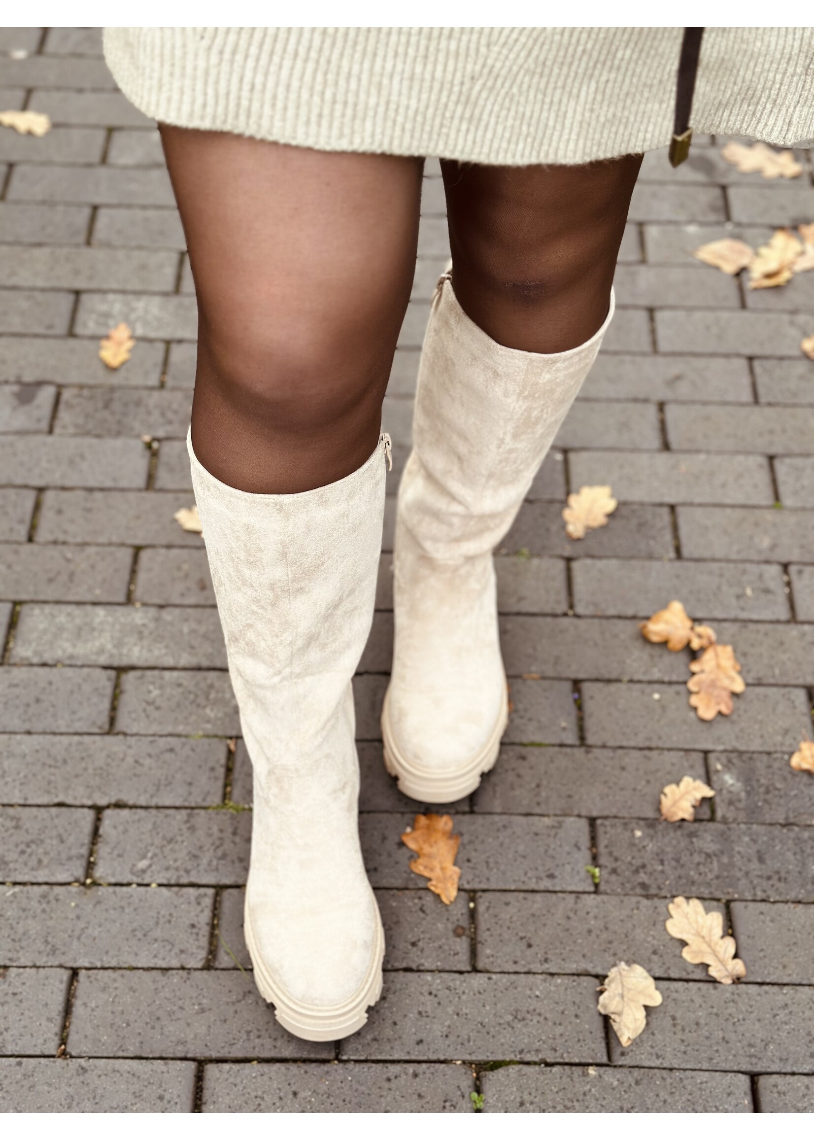Sharona suède high boots beige